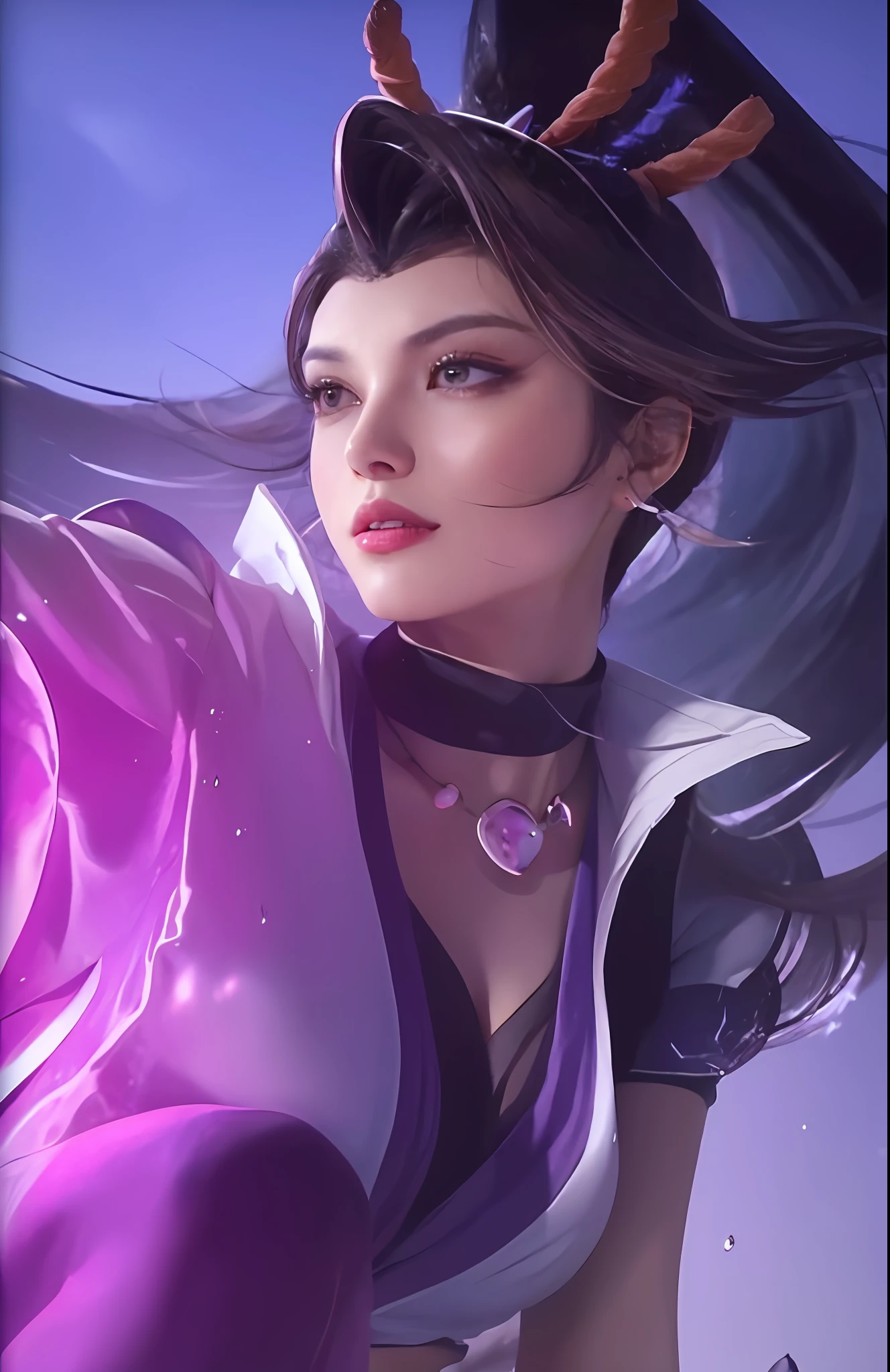 ((Best Quality, 8K, Masterpiece: 1.3)), Sharp: 1.2, Perfect Body Beauty: 1.4, Slim Abs: 1.2, ((Layered Hairstyle, Big Breasts: 1.2)), (Wet White Button Long Shirt: 1.1), (Rain, Street: 1.2), Wet: 1.5, Highly detailed face and skin texture, detailed eyes, double eyelids, side face looking at the camera