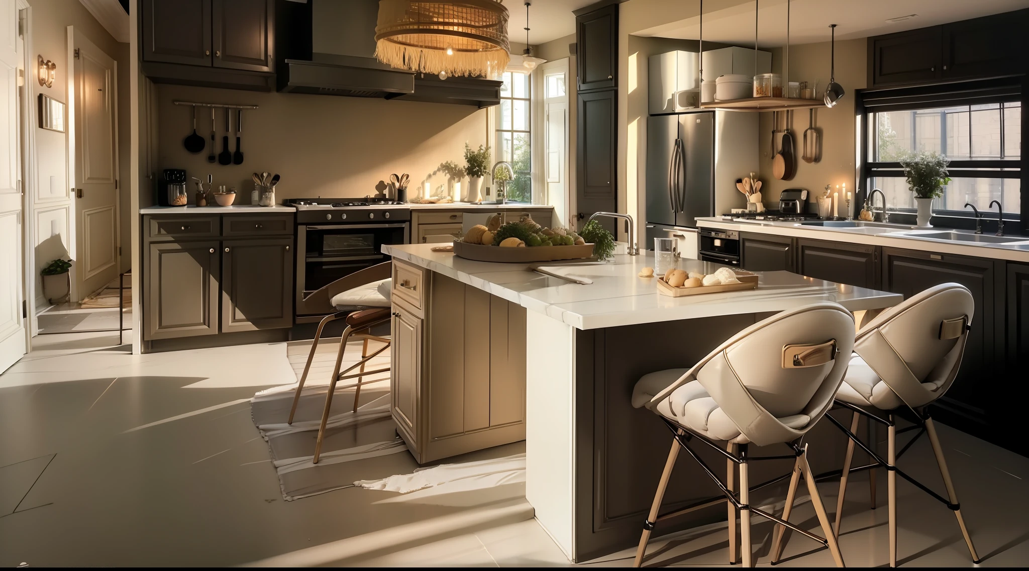 Oversized kitchen scene,beige and dark atmosphere, designed for cozy aesthetics!, in bathroom, cosy atmoshpere, victoria siemer, sublime-comfy-elegant ambience, Cooking in the kitchen, dark and beige atmosphere,Wide-angle scene,Super large bathroom,Back Shadow,Saturation is in the light spot