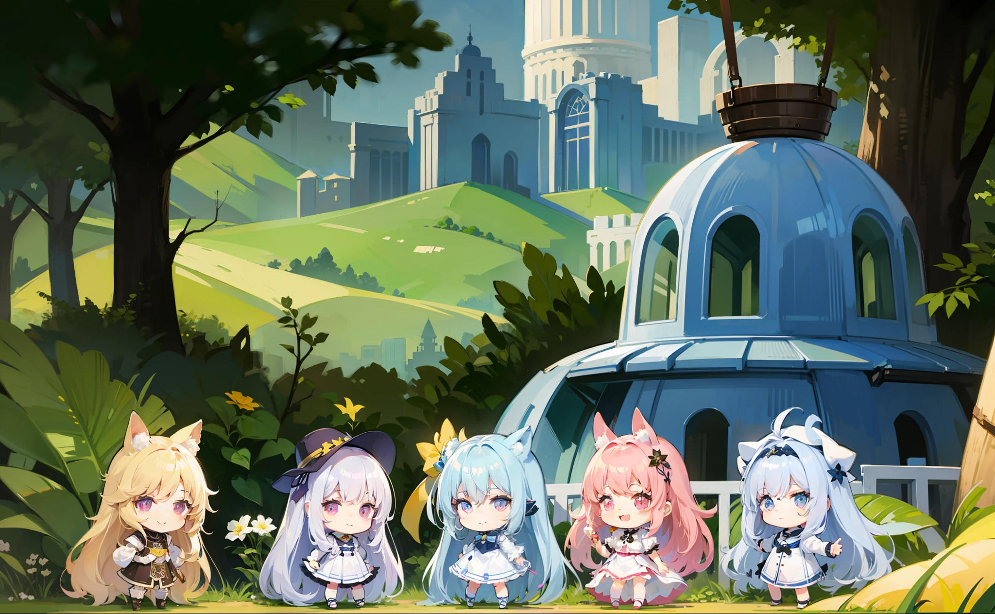 Faint smile,Cute characters looking at the view