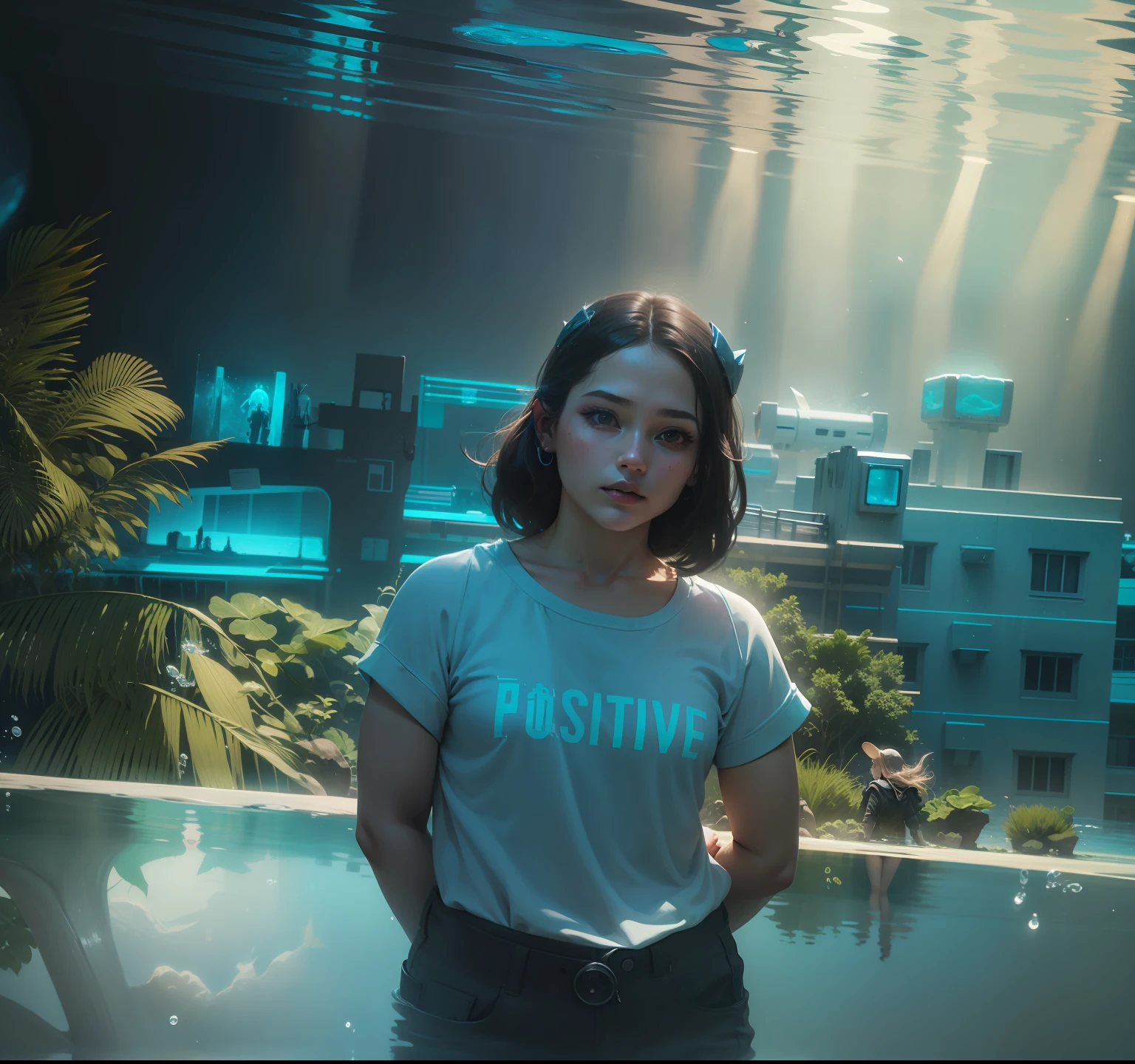 Girl in under water universe in avatar way of water form