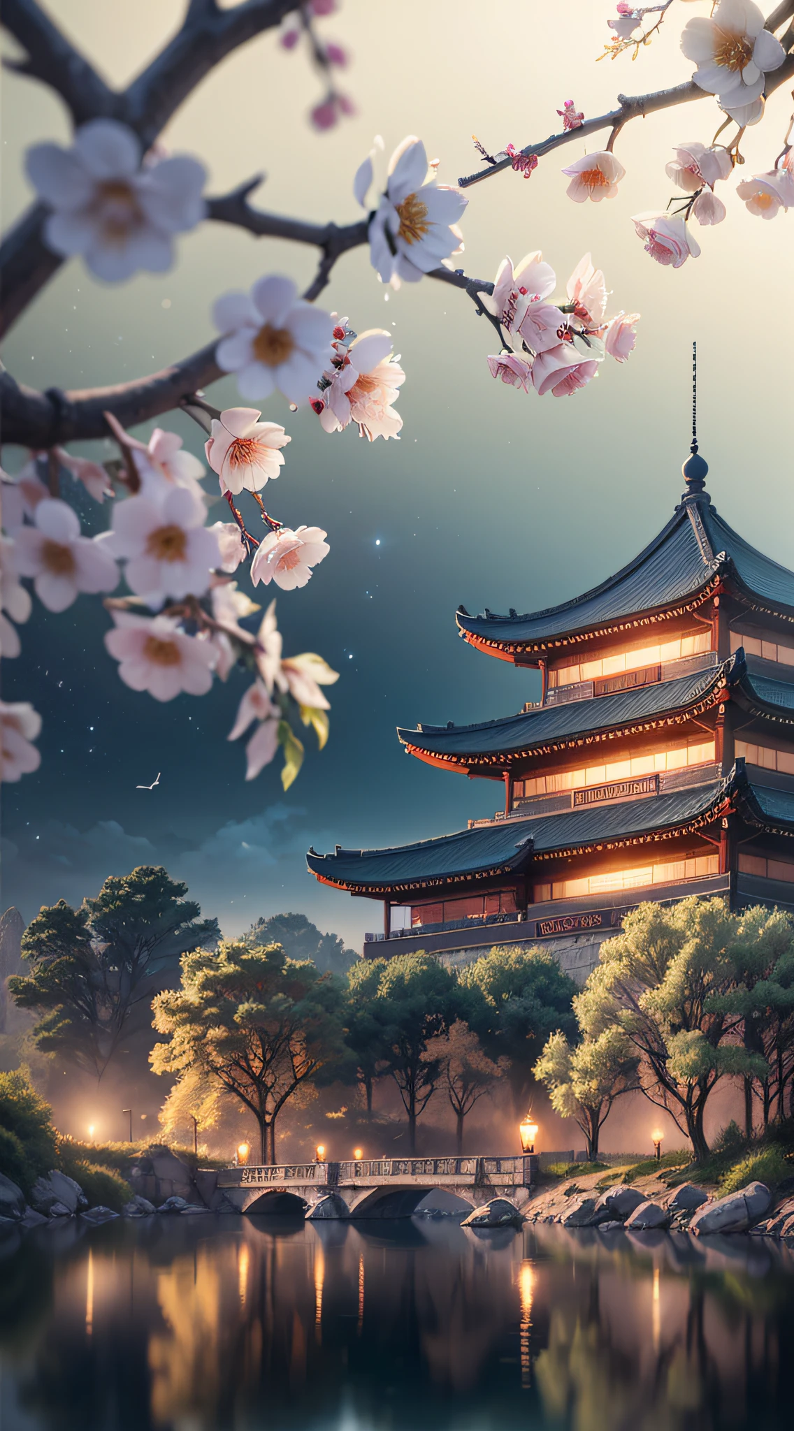Qixi Festival、Stone arch bridge、magpie、peach blossom、high definition detail、wet watermarks、hyper-detailing、cinematic ligh、ultra-realistic realism、softlighting、Deep field focus bokeh、Ray tracing and surrealism。 --auto --v6 --s2