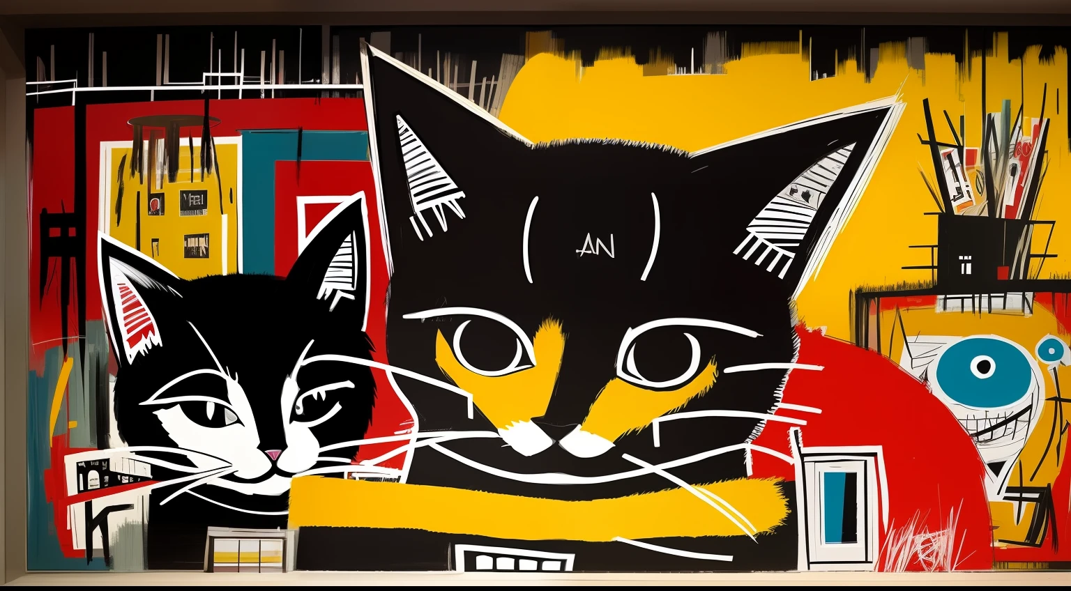 1、Cats、Basquiat's paintings、artworks、Detailed light、an extremely devious and beautiful