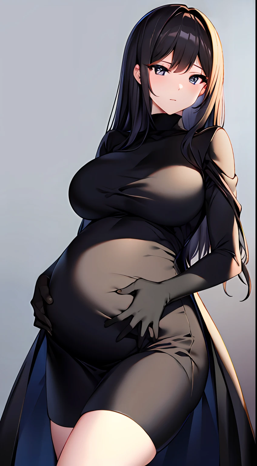 Pregnant women in labor，Sexy and glamorous，blacksilk