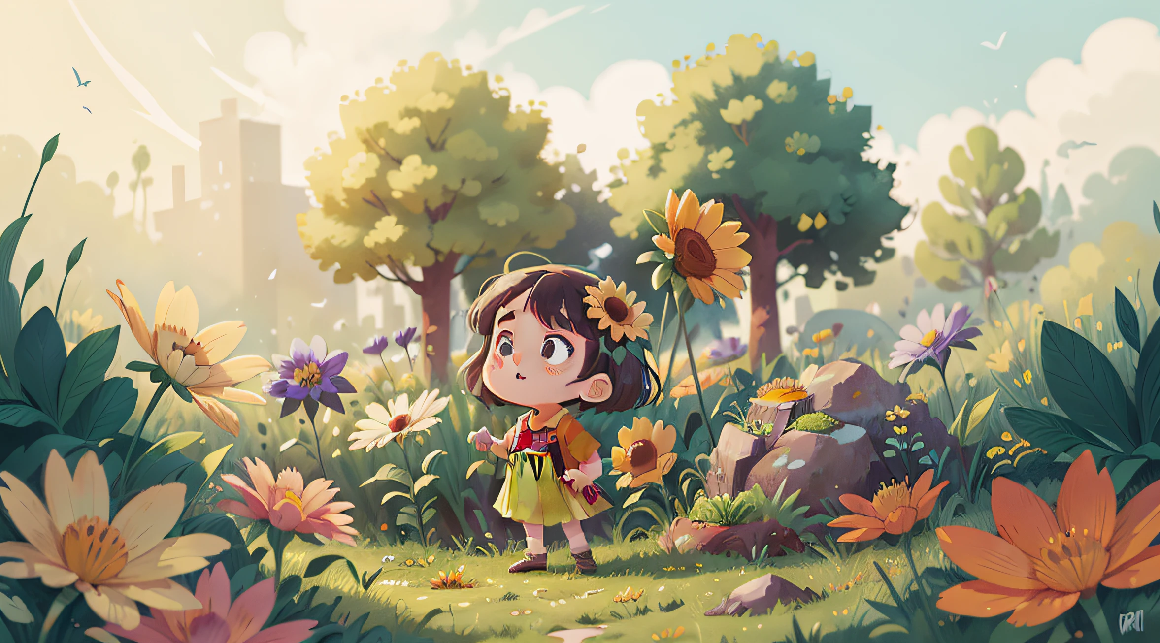 Flowers meadow cartoon
