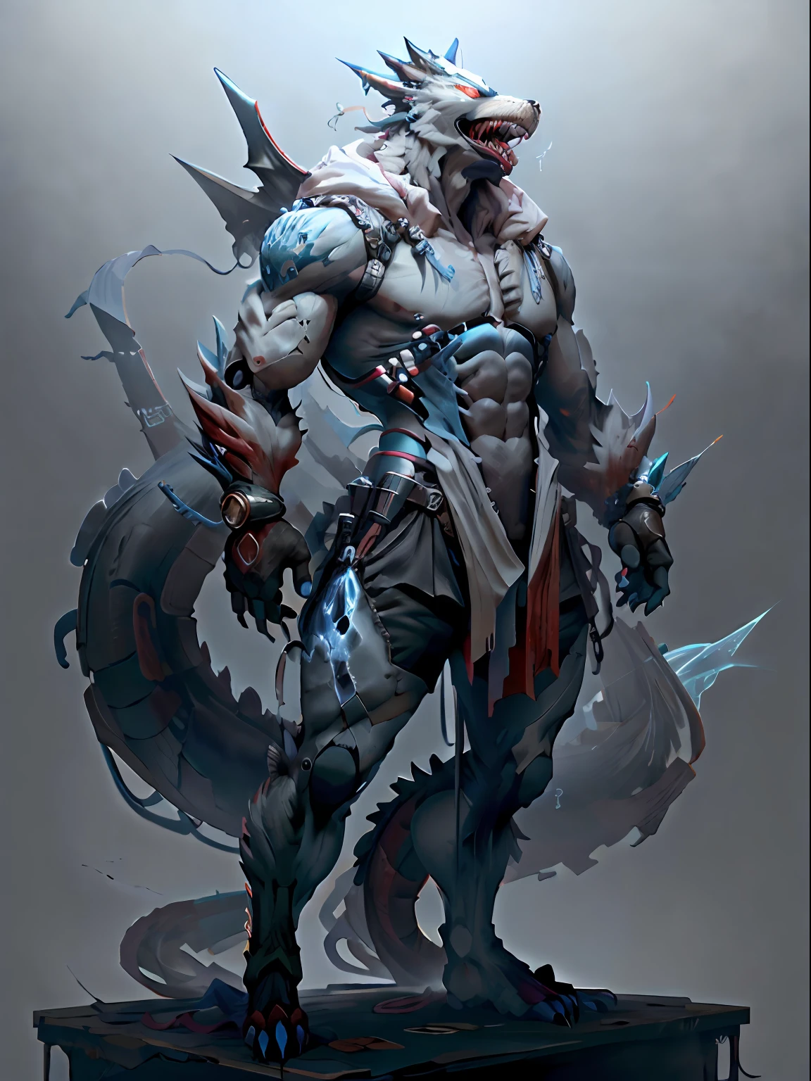 Artificial Intelligence Dragon Man,Full body like,Side Body,Turn Back,Furry werewolves,A pair of dragon wings,All-black rubber shorts,Whole body body body body fluids,Black skin,Chemical and biological weapons,blue stripe,sharp talons,Lower body outflow fluid,standing on your feet,drools,In the middle of the island,Stick out her tongue,Lick popsicles,Master the magic,Ice on your hands,adolable,ssmile,Handsome,big wolf tail