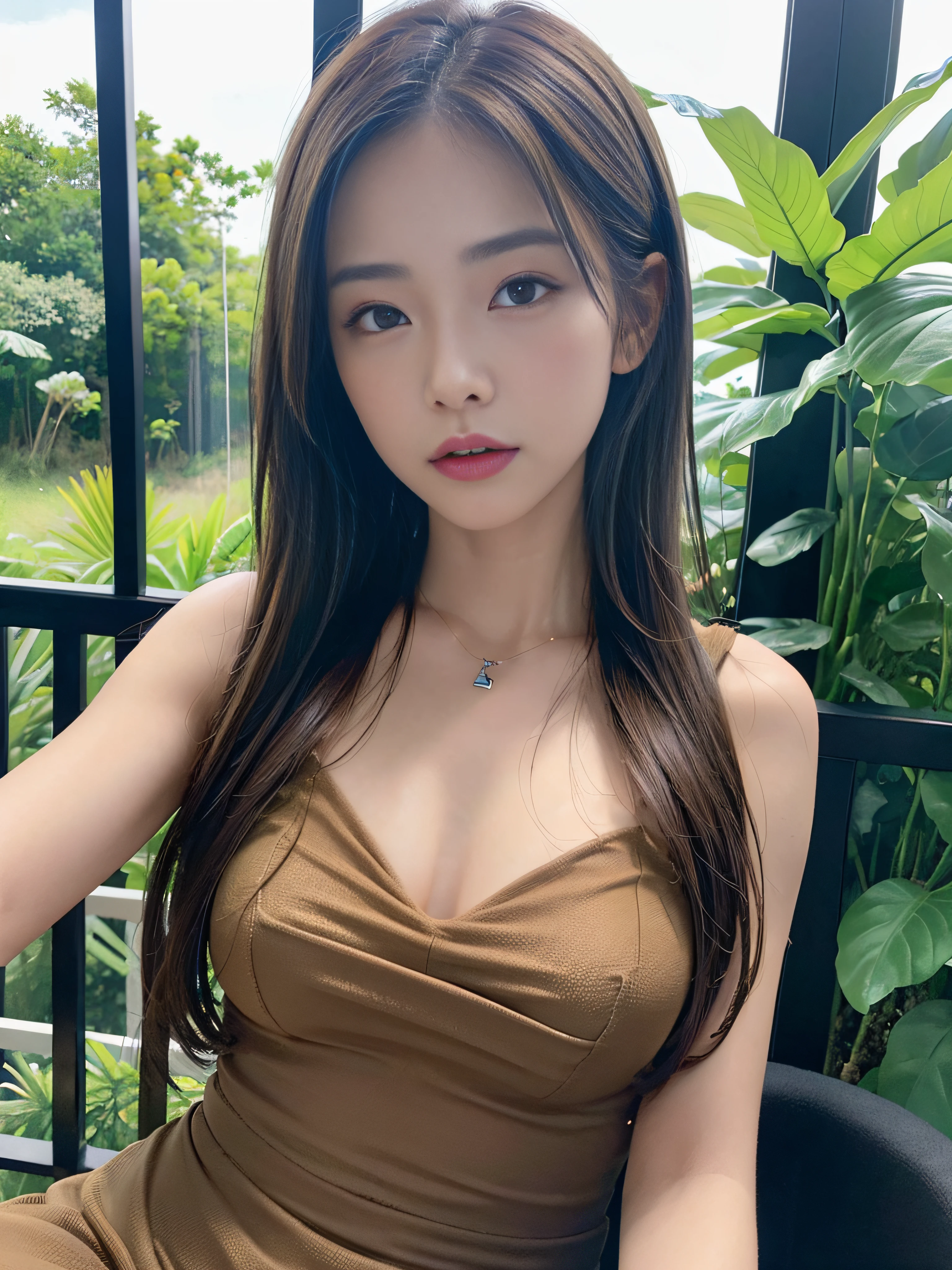 ((Realistic lighting、top-quality、8K、​masterpiece:1.3))、Clear focus:1.2、nsfw:1.4,nudde:1.3、1girl in、perfectbodybeauty:1.4、Slim abs:1.1、dark-brown eyes、((dark brown hair、middlebreasts:1.2))、Slender face、Looking at the camera、(24 year old:1.3)、hyperdetailed face、A detailed eye、二重まぶた、a necklace、eye line、In the rainforest、