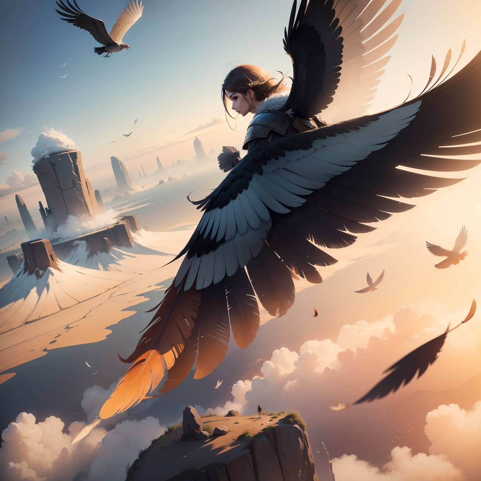 Feather in the wind, the wings of maybe, concept art, 4 k