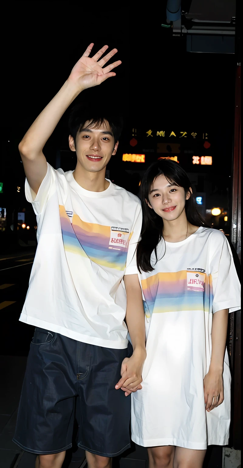 （1girll,1人,couple）there is a man and woman that are posing for a picture, a picture by Tadashi Nakayama, Tumblr, shin hanga, Ruan Jia and Fenghua Zhong, yanjun cheng, Kim Do-young, cute couple, couple pose, huang yuxing and aya takano, shaxi