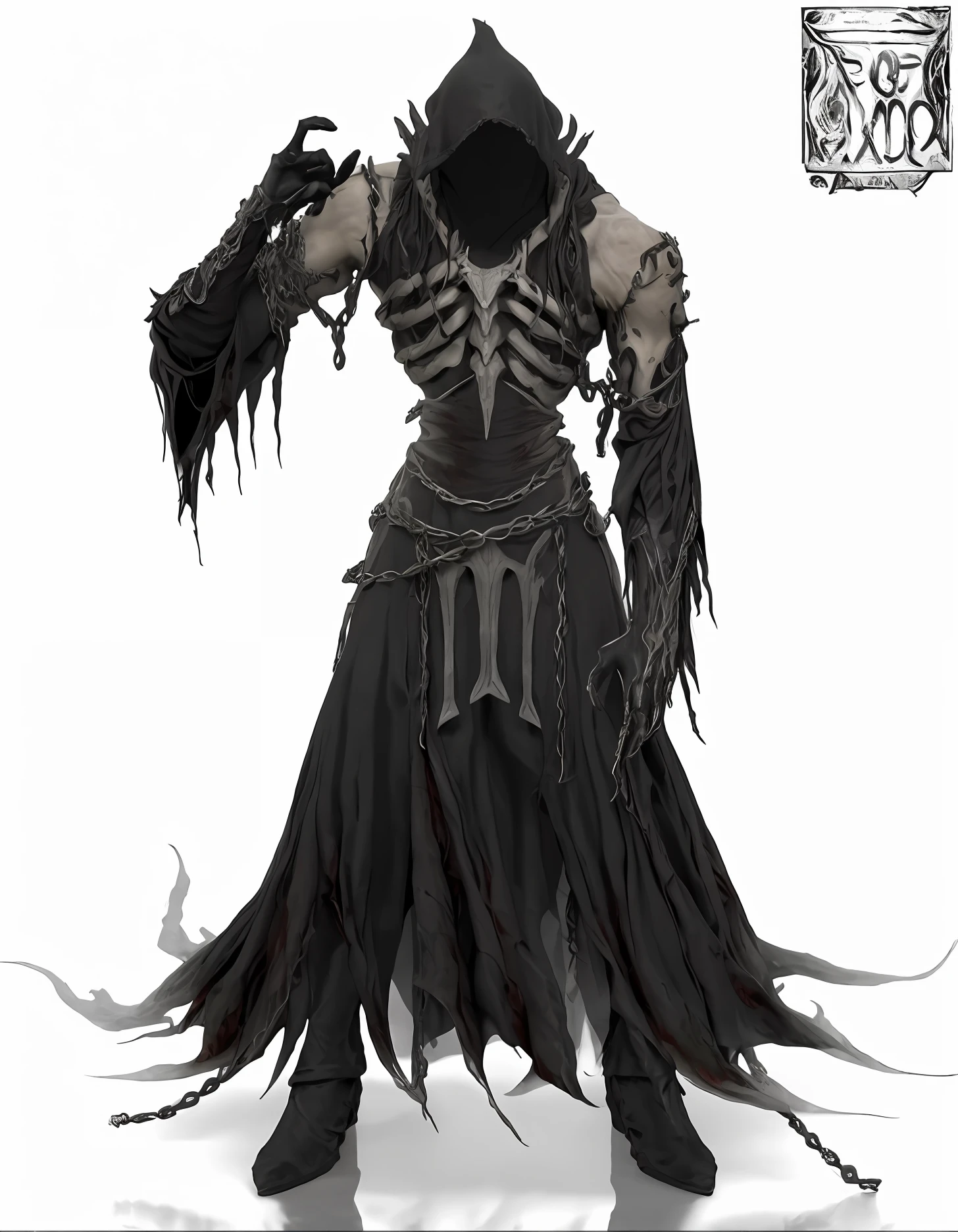 um close up de uma pessoa em um traje com um capuz em, necromante de capa escura, design de personagens de fantasia sombria, Wraith com capuz escuro, Conceito de armadura de alma escura, lembrou-me do Ceifador Sombrio, O Ceifador como um Assustador, conceito de alma escura, arte conceitual dark soul, cavaleiro morto-vivo, Ainz Ooal vestido, necromante masculino, extremamente realista, 4K, ((texturas extremamwnte realistas))