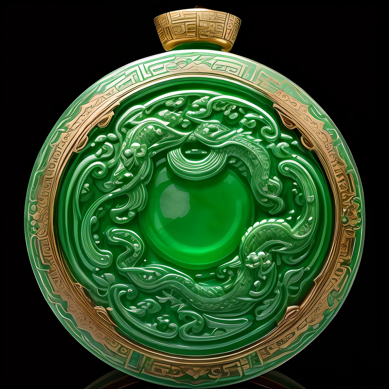 tmasterpiece,hyper qualit,Chinoiserie style,Classic elegance,Chinese dragon motif decoration combined with classic jade pendant,The surface of the jade pendant is decorated with delicate water ripples,extreme hight detail,4K,Fantastic light and shadow,fantasticcolors