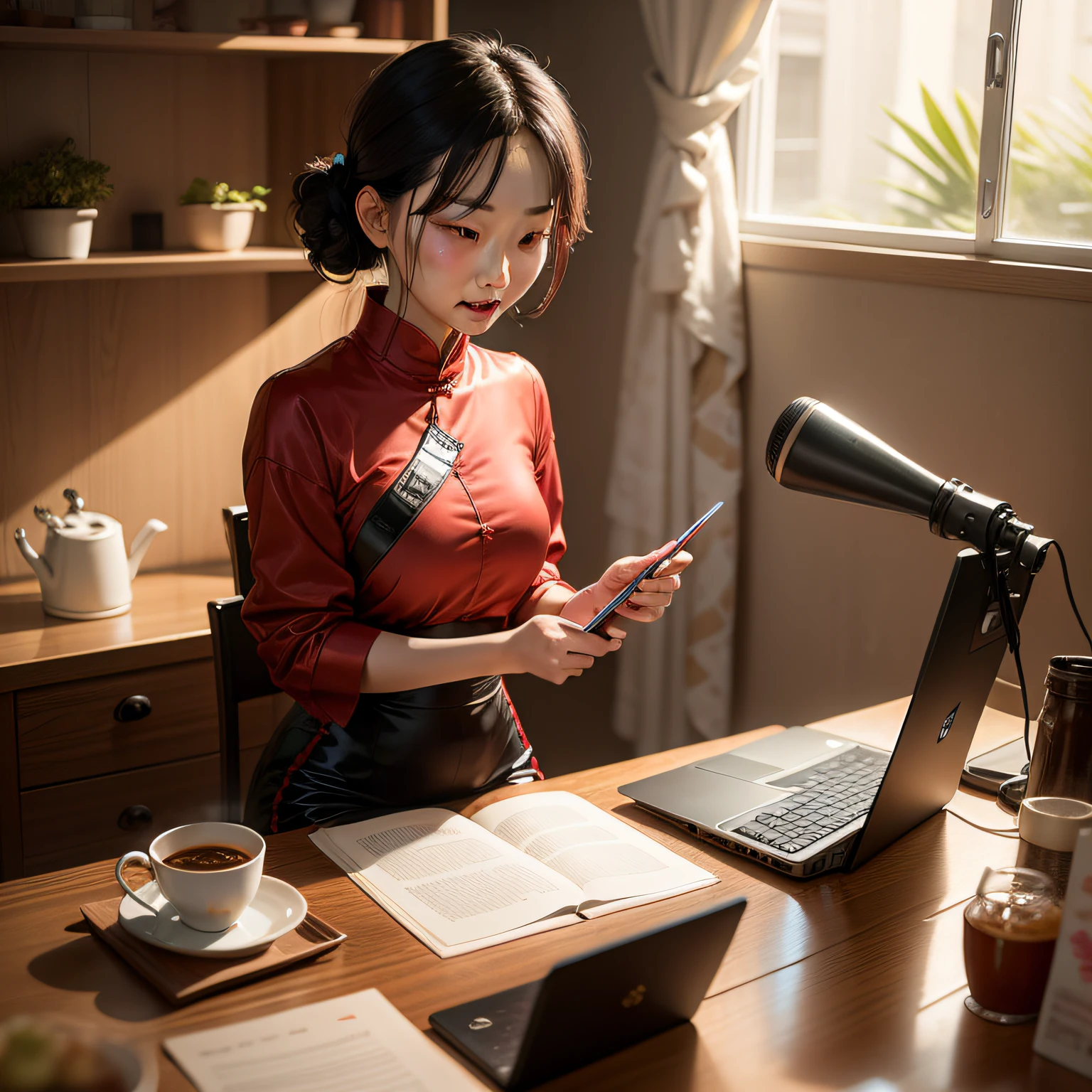 People are busy preparing for the New Year，Ning Ning received a call from her mother。