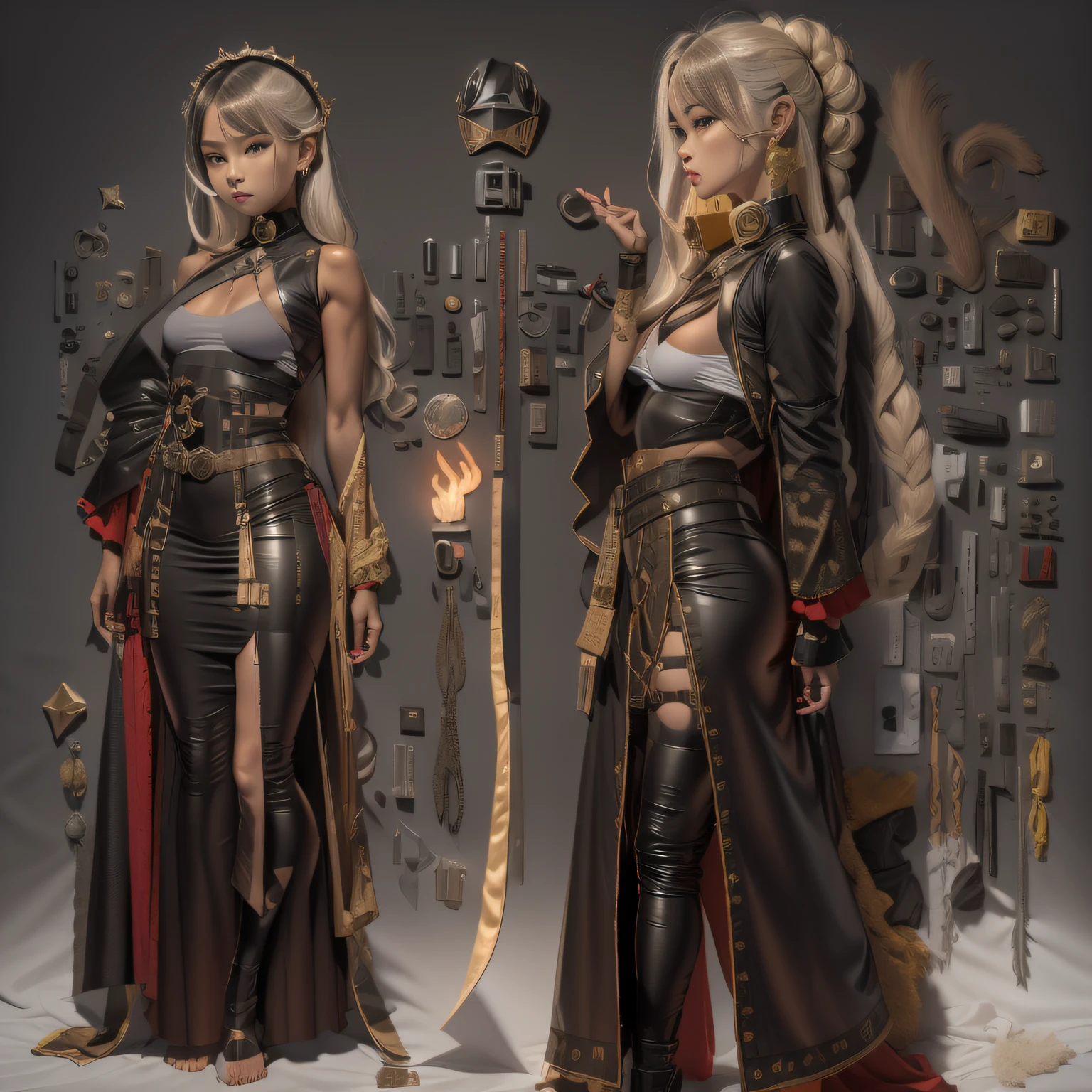 3 d model,Caramel macchiato, arma, The sword, halter, holdingweapon, 32K, Linen cloak, Top quality, Masterpiece:Faust,,1 child, long whitr hair, clouds, On your stomach, (tmasterpiece,k hd,hyper HD,16k),clutching a sword, buliding, Reflectors, bloods, Eastern Asia, Weapon focus, Skysky, brunette color hair, knifes, trouser, firey, banya, The clothes ar, bandagens, sword sheath, masks, 独奏,