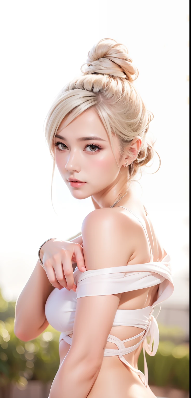 1girl, Beautiful woman, perfect body, seductive pose, visible navel, seductive face, shiny sweaty skin, detail, hair detail, skin detail, face detail, white skin, realistic