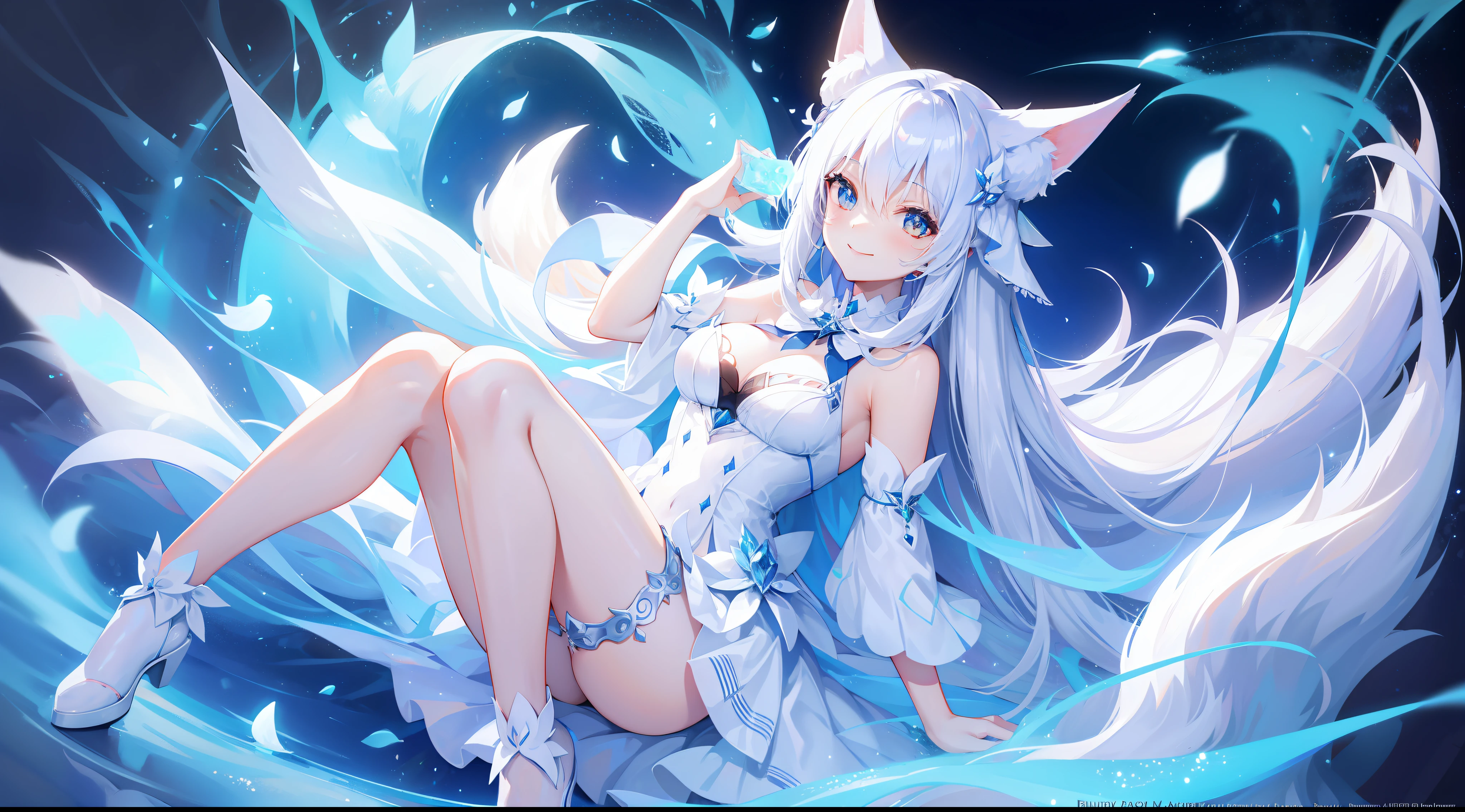 Smiling white fox fairy