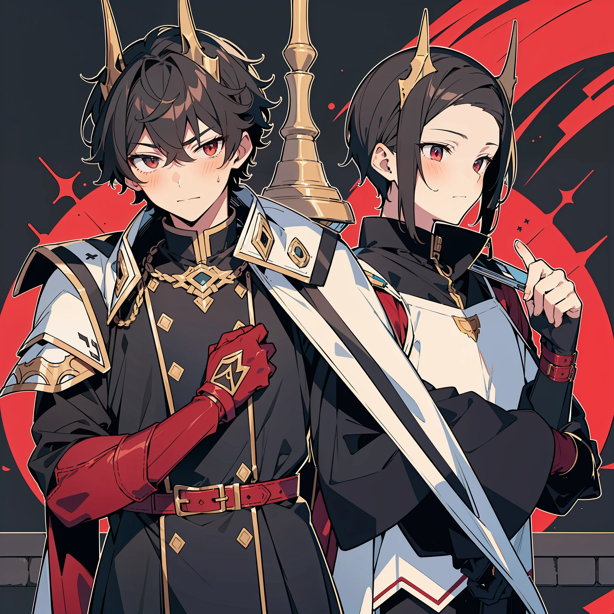 1boy,Libido boy,shoun,solo person,short detailed hair,Reddish-brown hair,Black Knight,Black armor,black glove,expose arms,depraved,unholy,Wearing a black mask,control,Dragon anthropomorphism