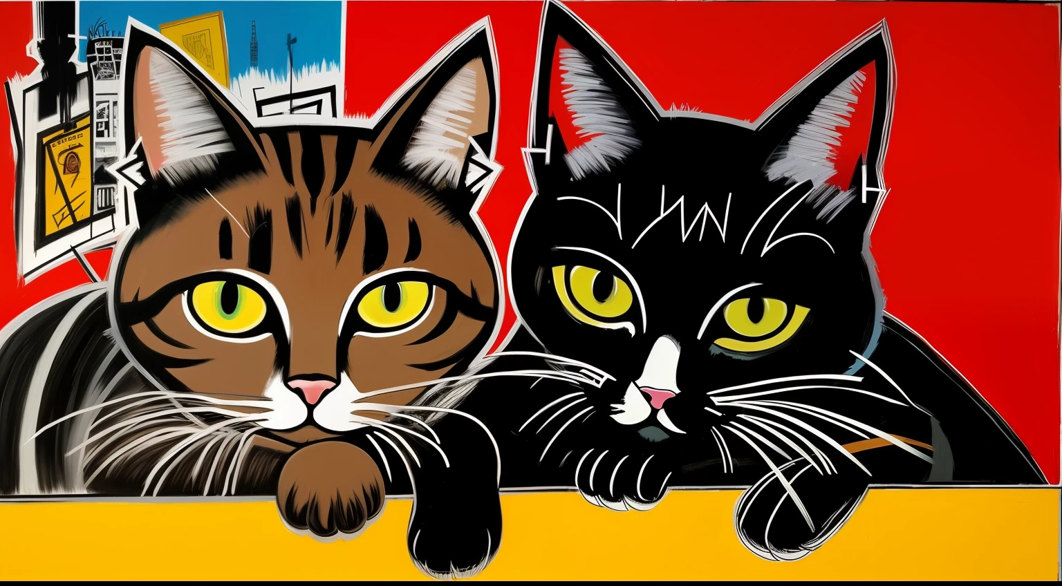 1、Cats、Basquiat's paintings、artworks、Detailed light、an extremely devious and beautiful