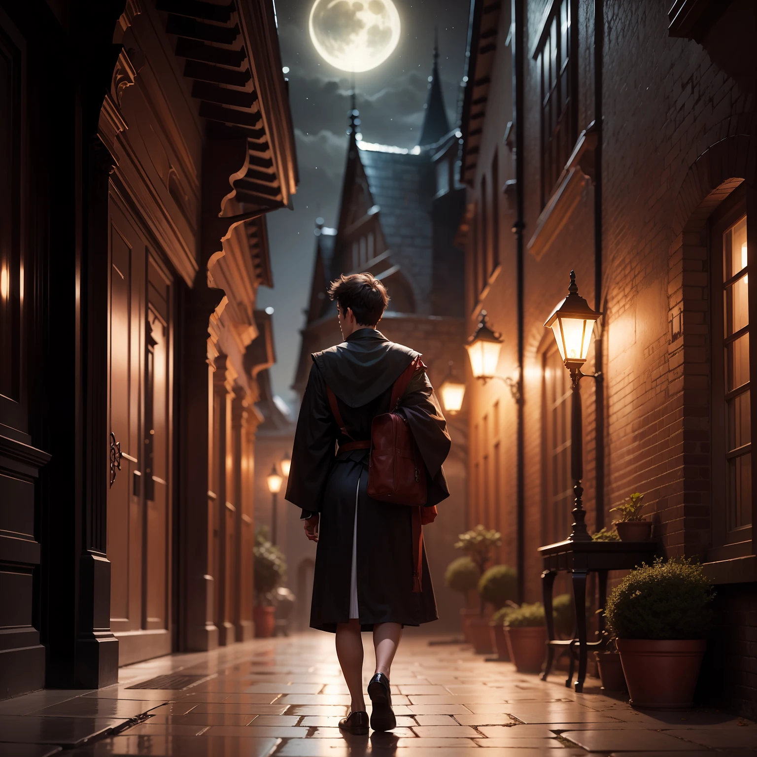 the night,A scholar is in the courtyard