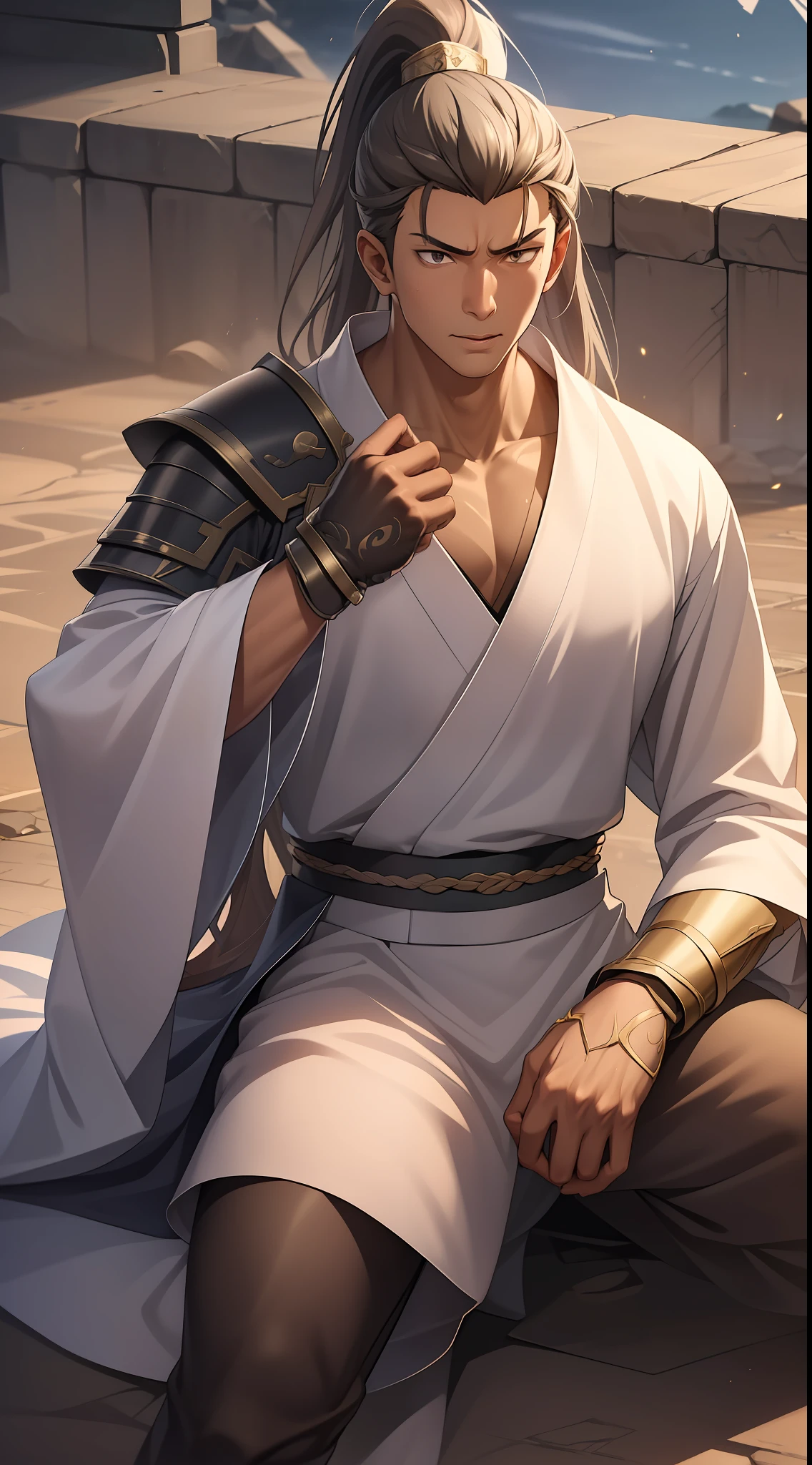 quadratic element,style of anime,mtu(Male Warrior),The proportions are correct,Face details,swordsmen,High ponytail hairstyle,Neck details,There is an Adam's apple,Black Hanfu,kaftan,black toga,clothes details,Handing over,longer sleeves,Game quality,Swordsmanship,Light and shadow tracking,Ray traching,detailed glow,cg render,hair detail,cabelos preto e longos,Black ㇏ eyes,Handsome,Handsome,(juvenile sense),Clothing is complicated,Perfectcomposition,Refinement,high qulity,higher details,Lots of details,The background is complex,a sense of atmosphere,