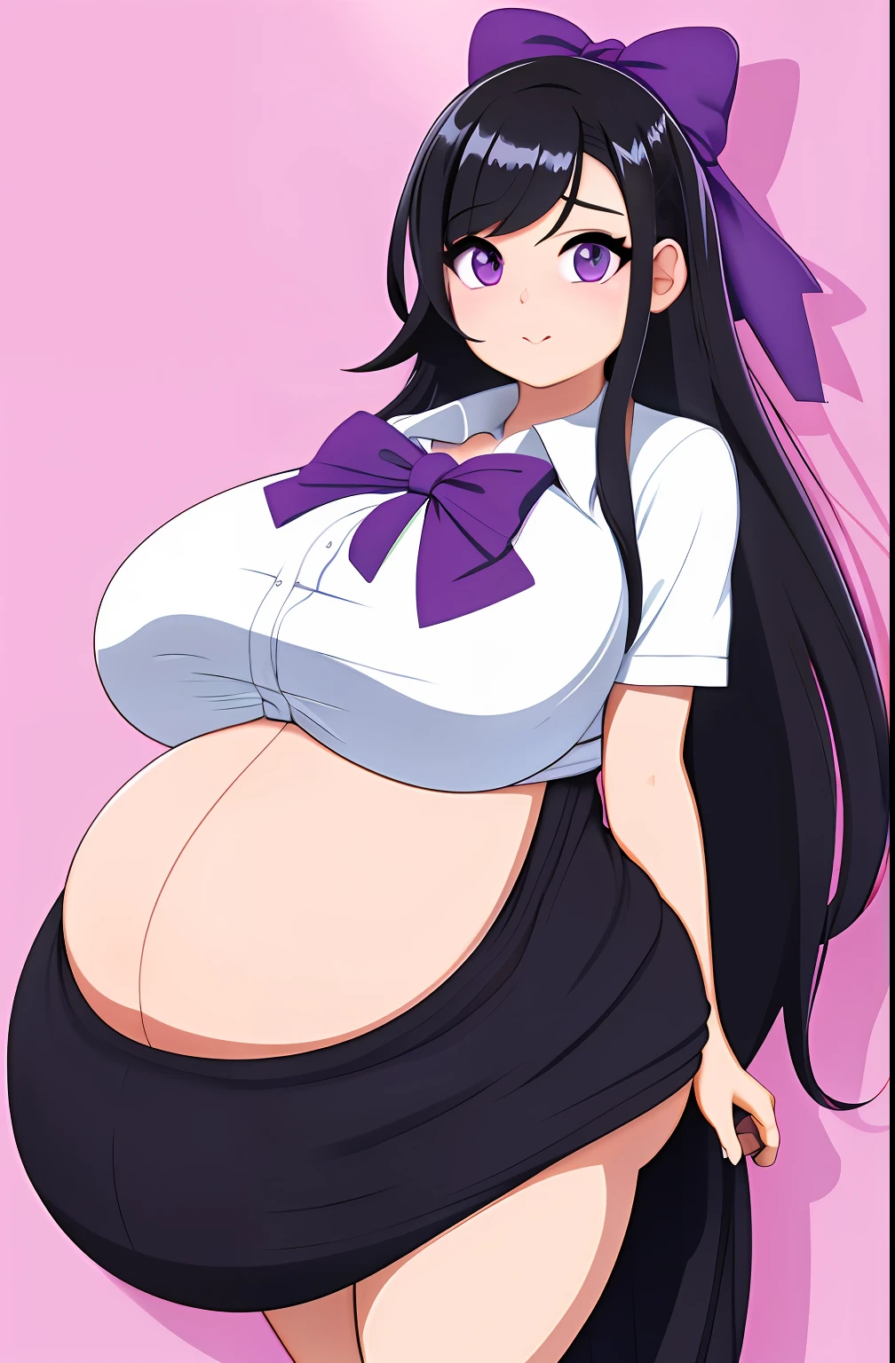 Hair Bow, black hair,Big Baby Bump pregnant, School girl, Big boobs, nipple, cum,16 years girl, Big pregnant Belly, Big Pregnant girl, Largest Belly of Pregnant, Huge Pregnancy Belly, purple eyes