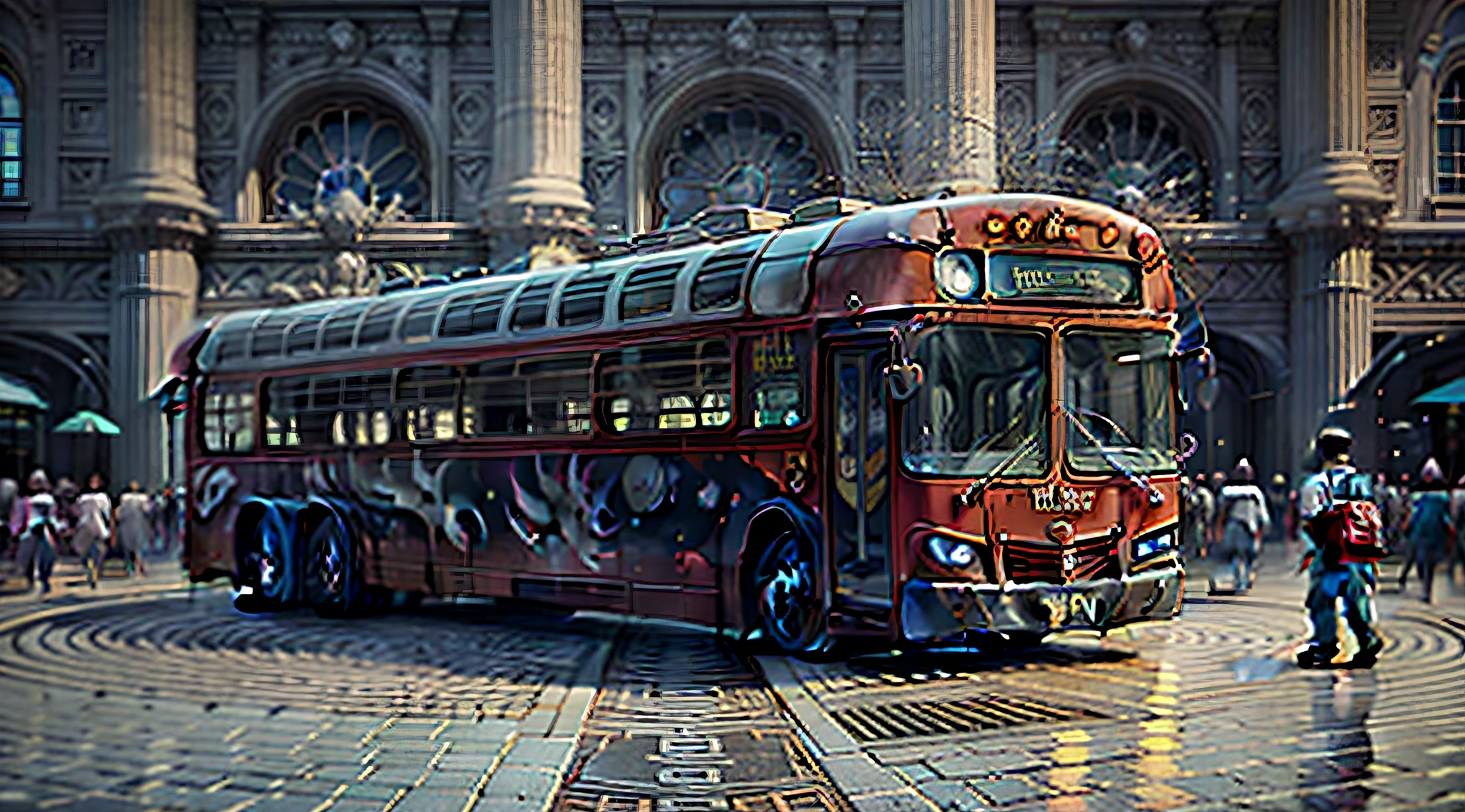 placid, orderly, Board the bus, Plaza