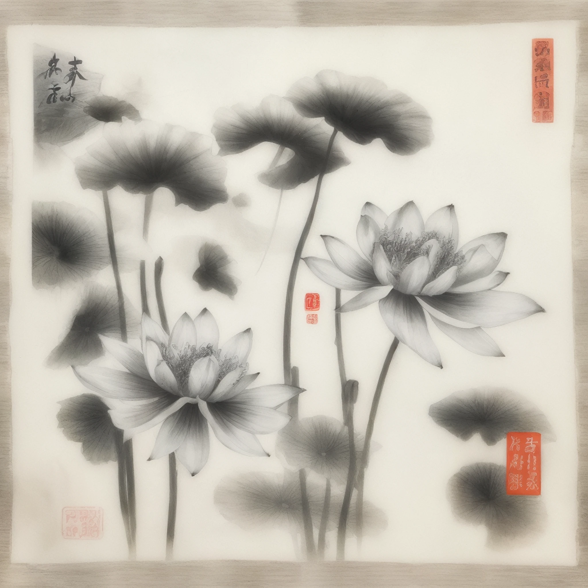 shukezouma,shuimobysim，lotuses flower，（Maximum amount of white space3:4），Negative space, view the viewer, Traditional Chinese Ink Painting, Song ， (Masterpiece, Best quality:1.2)，8K，wuchangshuo，(ecchi0.5)，Leave white space