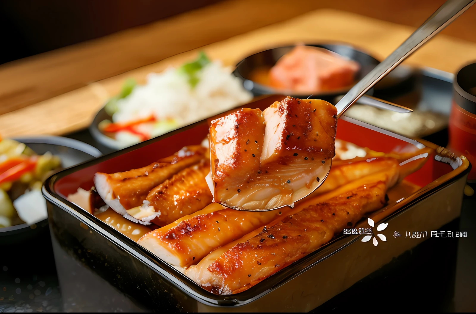 gulper eel，roast，The aroma，Crisp，Sauce，Roasting skills，golden，condiments，appetite ，Traditional flavor，The meat is tender，A superb performance of the roasting technique，seductive appearance