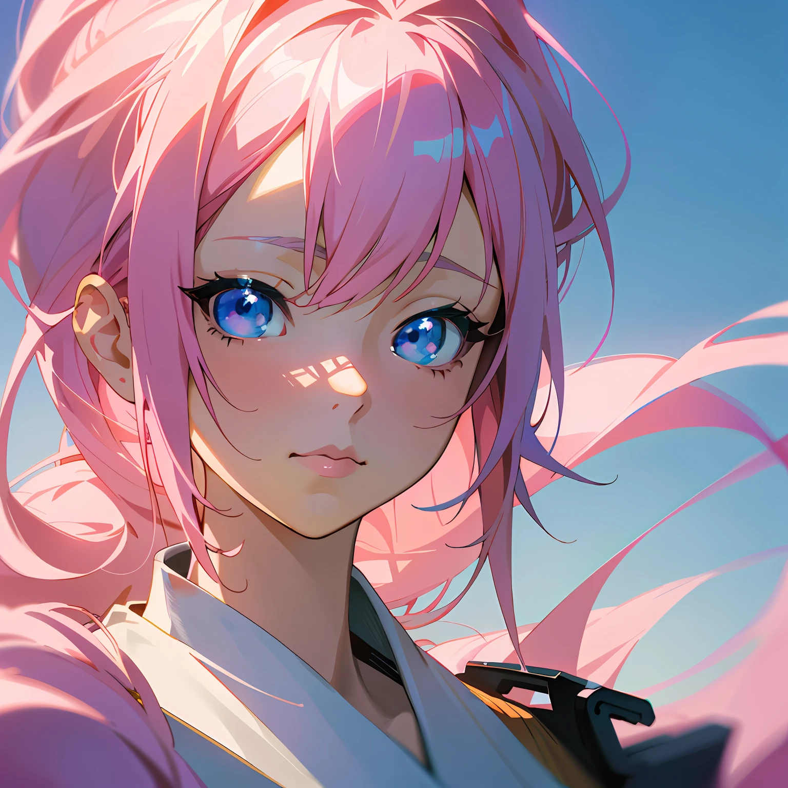 anime girl with pink hair and blue eyes looking at the camera, Stunning anime face portrait, Detailed digital anime art, a beautiful anime portrait, Digital anime art, anime styled digital art, detailed portrait of an anime girl, style of anime4 K, cute anime girl portraits, Digital anime illustration, portrait anime girl, Anime girl portrait, Anime style portrait