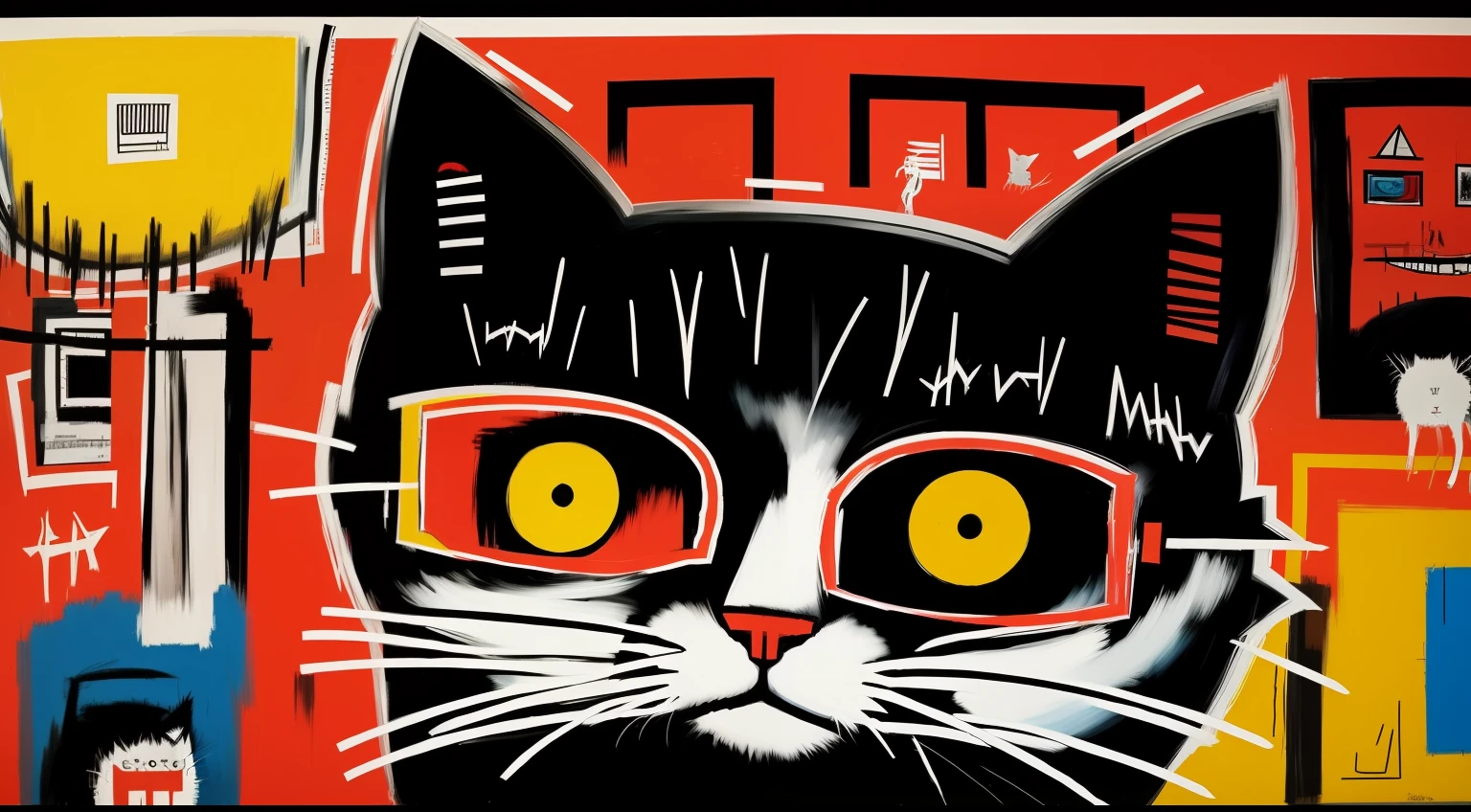 1、Cats、Basquiat's paintings、artworks、Detailed light、an extremely devious and beautiful
