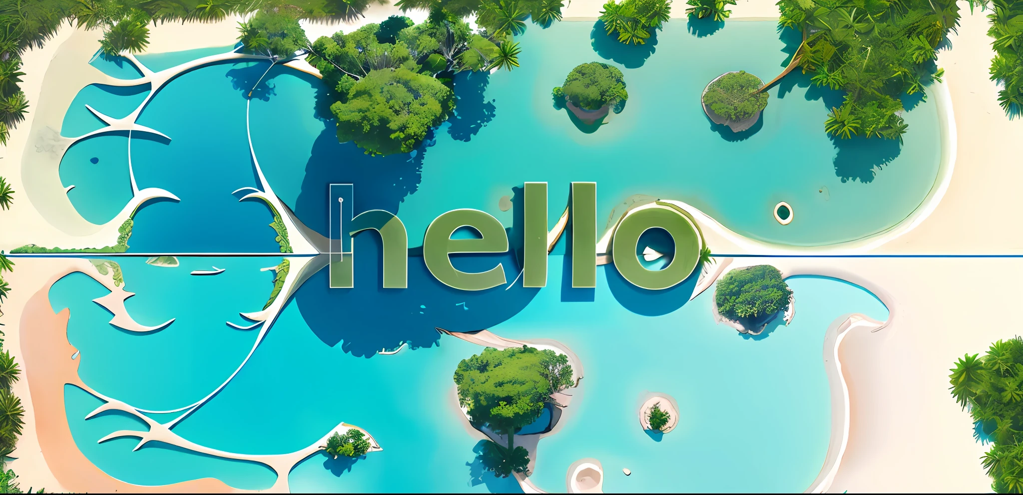 tropic trees, islands, ((view from above))