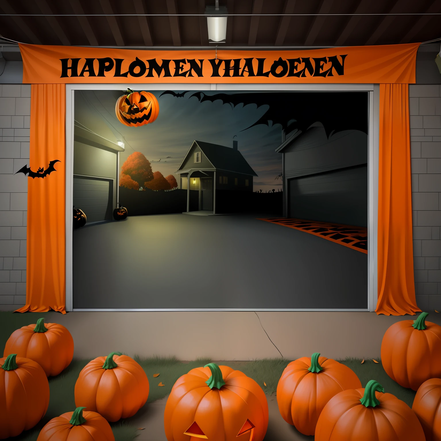 Design a Halloween garage decoration banner
