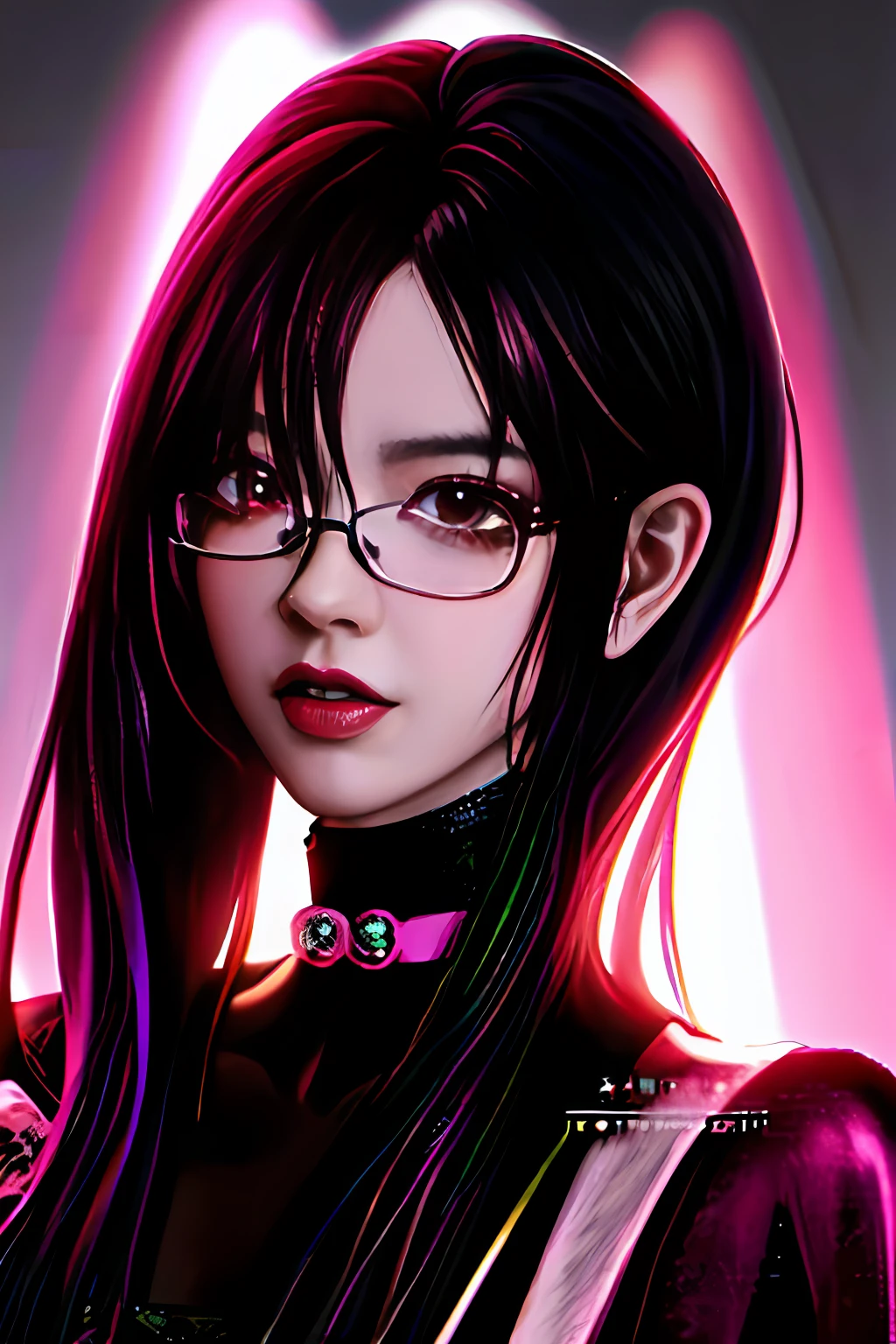 Anime girl in black dress with glasses and pink light, kda, alluring tipha lockhart portrait, IG model | Art germ, Style Artgerm, Extremely detailed Artgerm, portrait of tifa lockhart, ! Dream art germ, tifa lockhart portrait, Artistic germ style, Tifa Lockhart, 8K Artgerm bokeh