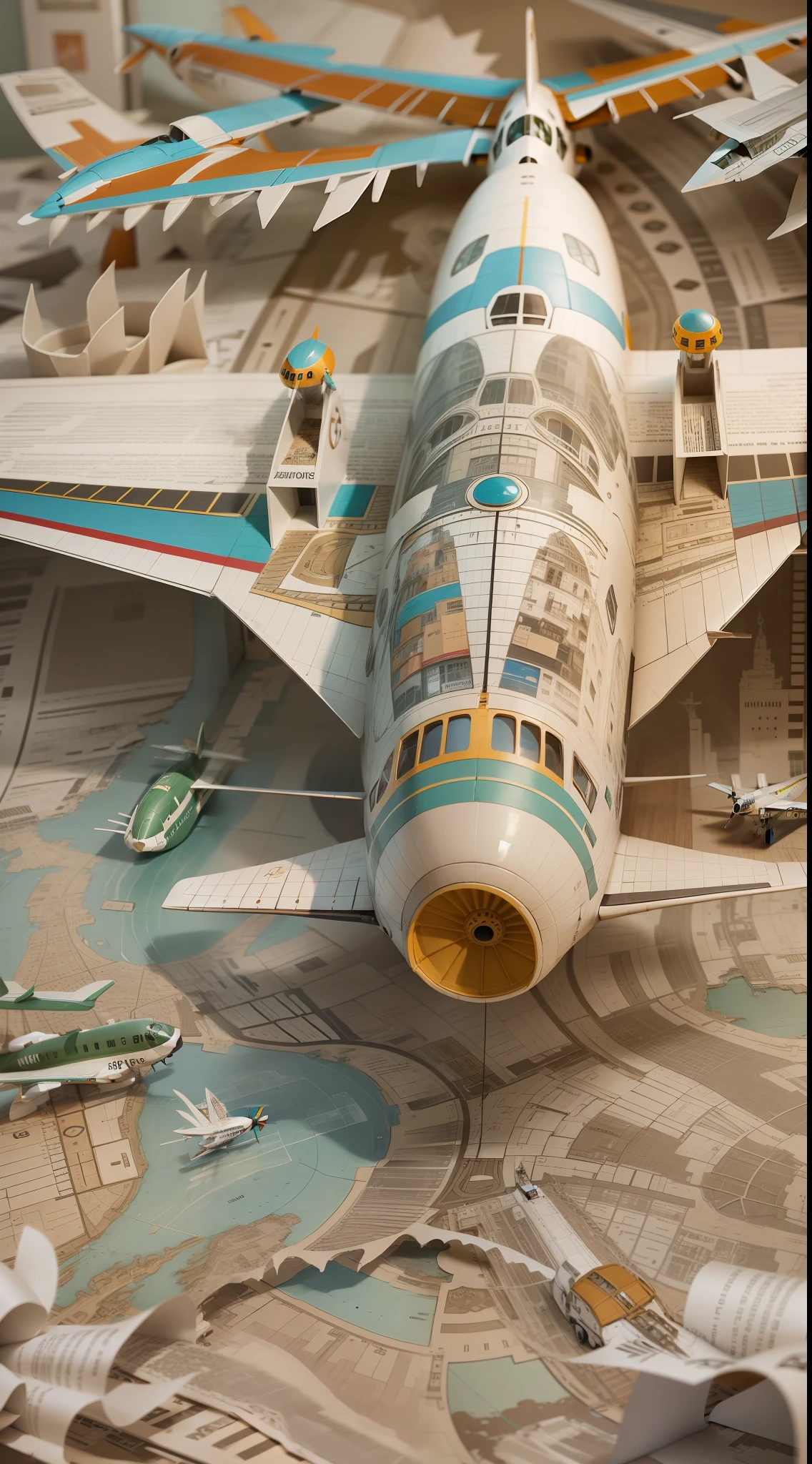 Paper art,highly detail,masterpiece,plane,8k