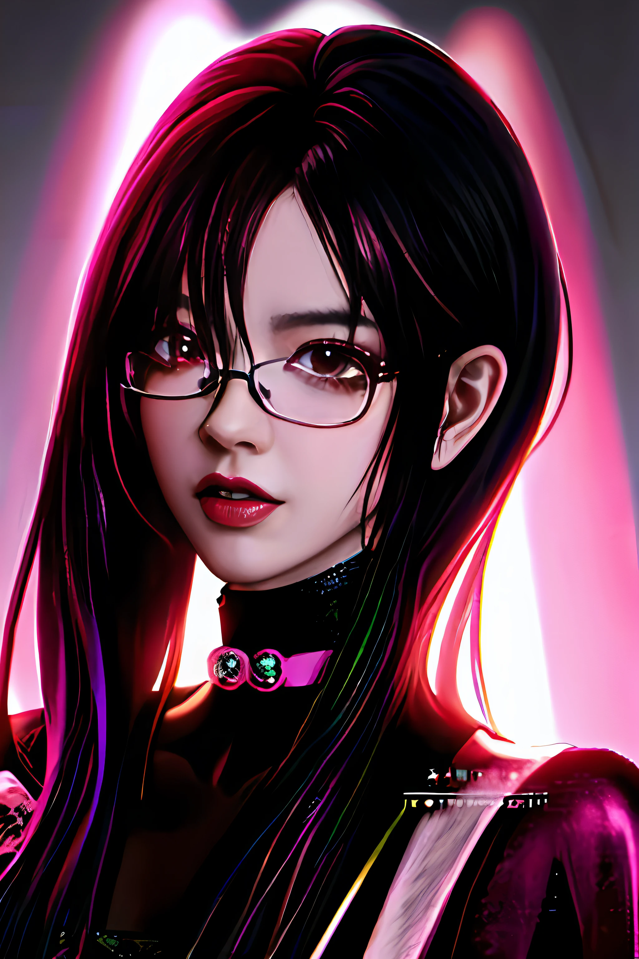 Anime girl in black dress with glasses and pink light, kda, alluring tipha lockhart portrait, IG model | Art germ, Style Artgerm, Extremely detailed Artgerm, portrait of tifa lockhart, ! Dream art germ, tifa lockhart portrait, Artistic germ style, Tifa Lockhart, 8K Artgerm bokeh