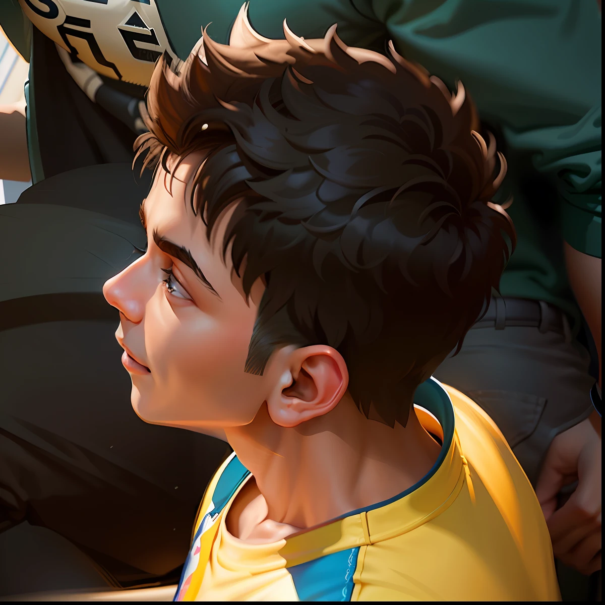There was a young man smiling happily, Realistic art style, Detailed digital painting, realism art style, cartoon digital painting, low details. Digital painting, high detail digital painting, Photorealistic art style,