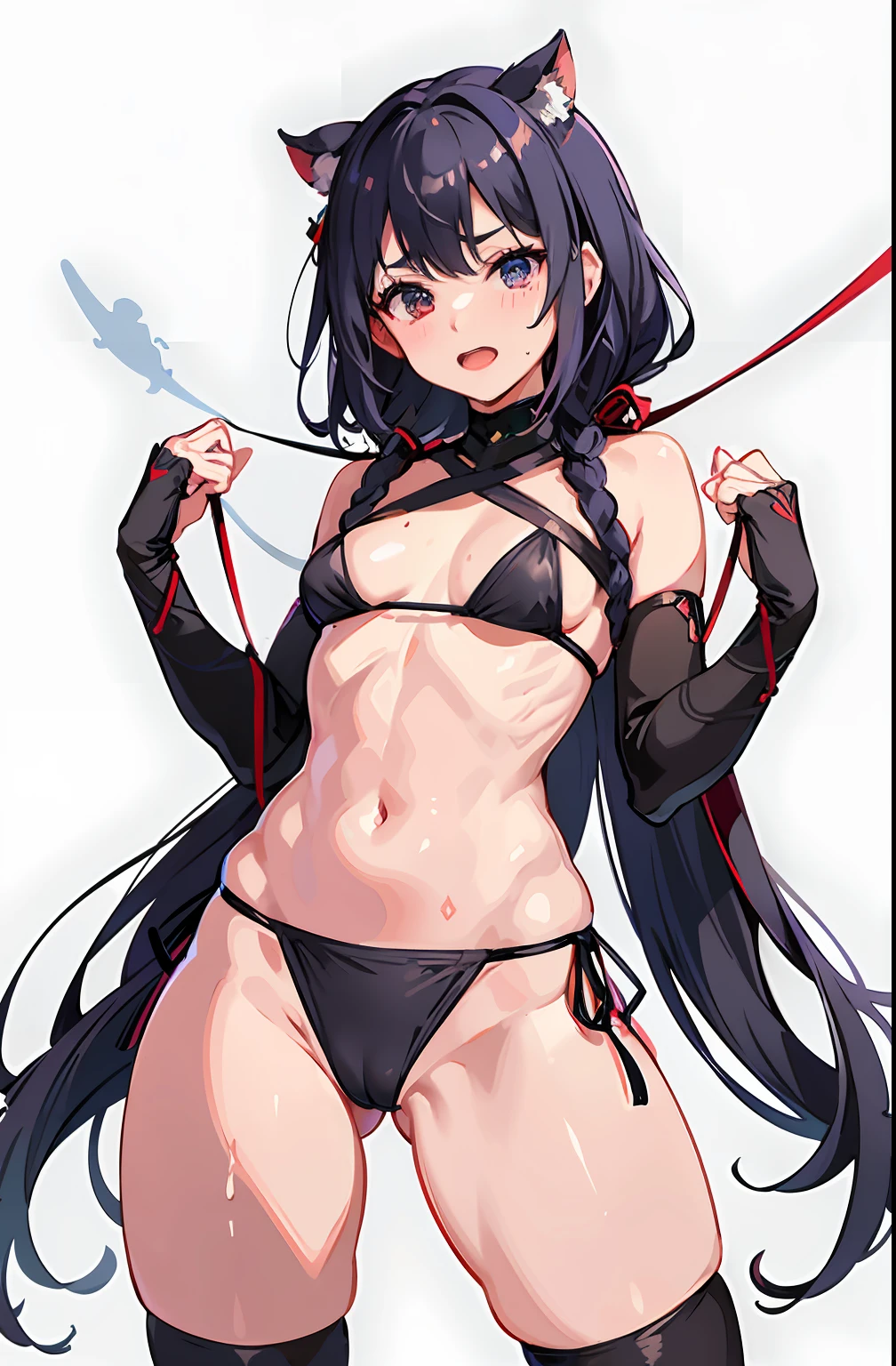 Small loincloth、an ecstatic look on one's face、(thighs thighs thighs thighs:1.5)、Loincloth that digs into the crotch、opens legs、Opening legs、prison、Sweating、perspiring、Sweating、Colossal tits、large full breasts、Kunoichi、ninjartist、Female ninja、noose、Shackles、SM、Tied up、Ninja attire、fundoshi、suspended in midair、