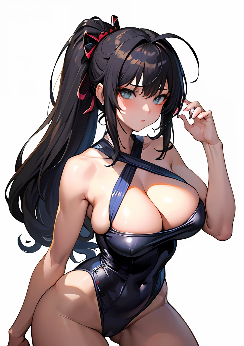 Anime girl with big boos in black leather costume, Seductive Anime Girl, anime moe art style, oppai, very detailed Artgerm, biomechanical oppai, an oppai cyberpunk, Ayaka Genshin Impact, charming anime girls, Smooth Anime CG Art, Anime Waifu, cushart krenz key art feminine, beautiful alluring anime woman