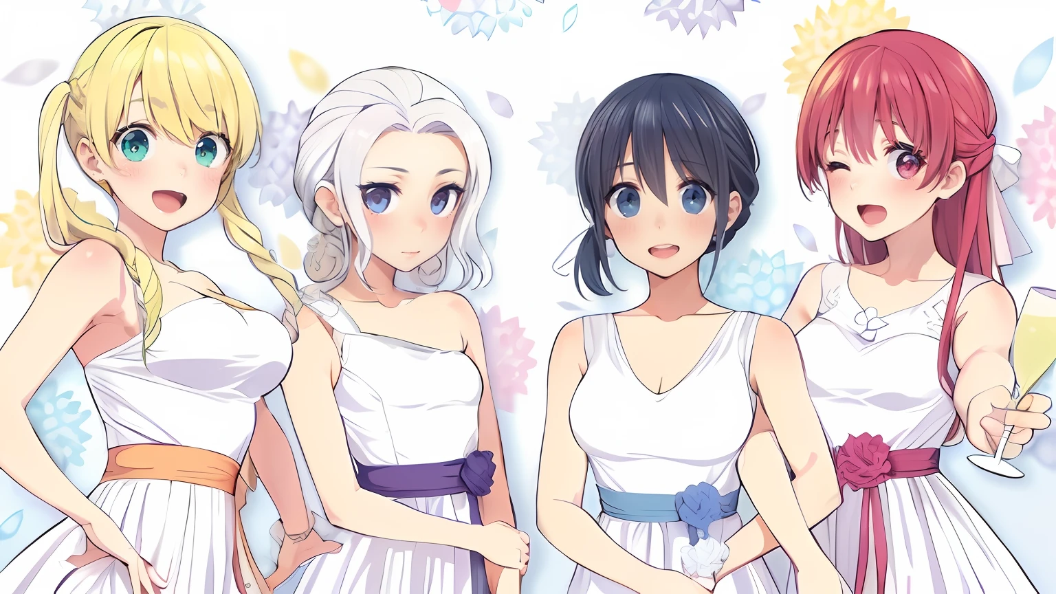 4 girl with wedding dress