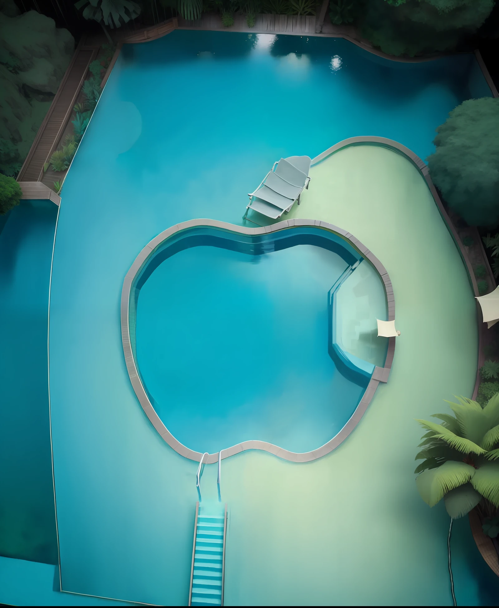 top view of swimming pool in jungle