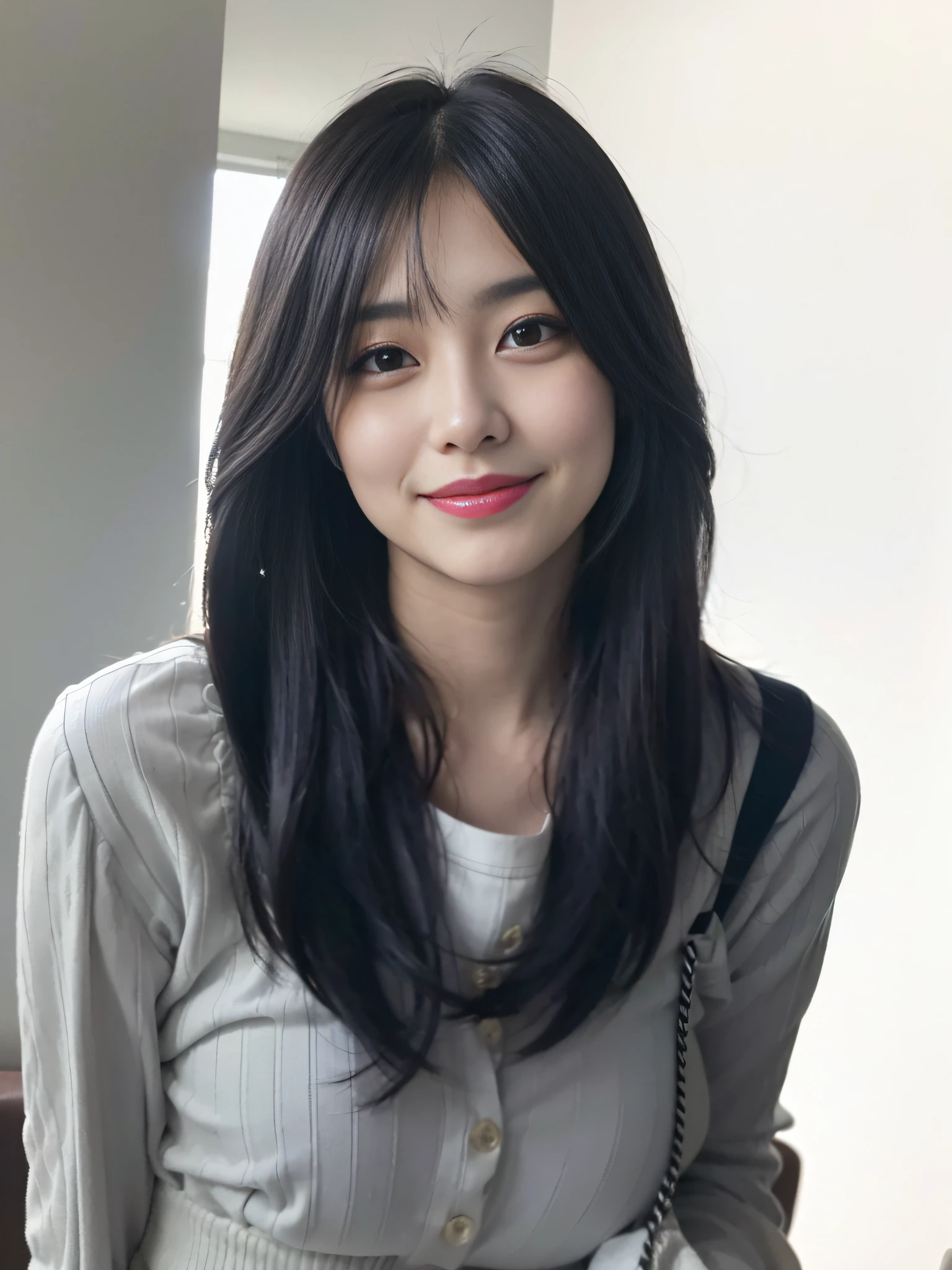 (8K, RAW photography,best qualityer, A high resolution:1.1), (hiper realistic:1.4),(hentail realism, photoreallistic:1.3), Soft light,big chest out,baby doll,lifelike face,Realistic body,real-looking-skin,absurderes,巨作,(Cute cute:1.8), Beautuful Women, 独奏, (huge-breasted:1.2), Detailed black eyes,Innocent eyes,blusher,(tee shirt:1.2),Cinema lights,filmgrain,jewlery,耳Nipple Ring,((Medium hair:1.1)),((Floating hair NovaFrogStyle)),Cherry-colored lips,Hair ribbon,Hair Bow,poneyTail,closeup cleavage,lookig at viewer,long whitr hair, Upper body body, Open lips, Top Teeth, (Smiling eyes:0.6), ((Grinning:1.2)),depth of fields, blurred back, eyes focus, Bokeh,Young age, 85mm lens, f/1.4,profesional lighting, Young age,porate,photon maping,Radio City,physically-based renderingt,no-bra、,CG Social Trends、Plastic En、((Black long hair))、((a  beautiful female))、(A smile)、Fashionab、、hair flowing in the wind、((Flowing hair))、Happy -、fashion magazine、((lighting like a movie))、Paris,