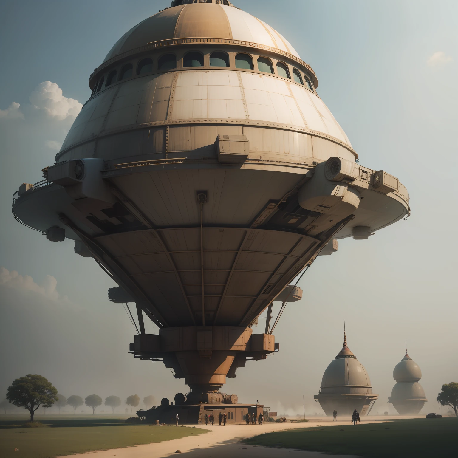 realistic,spaceship in Bangladesh,village sci-fi