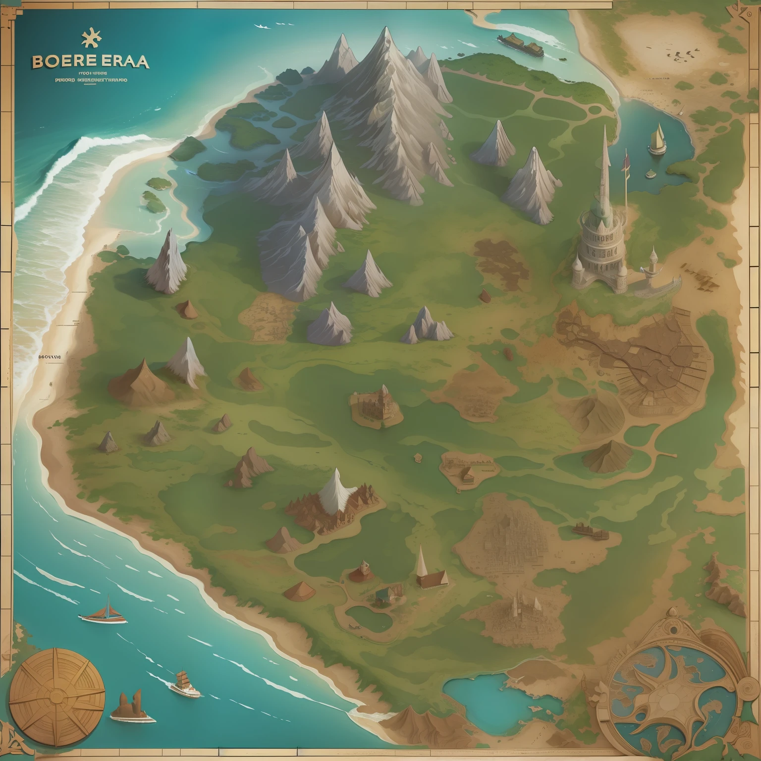 Map border, sea