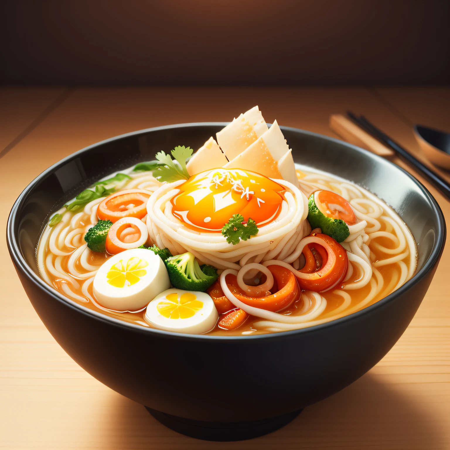 PastelVectorAi, Bowl of ramen, flat vector art, cel shading