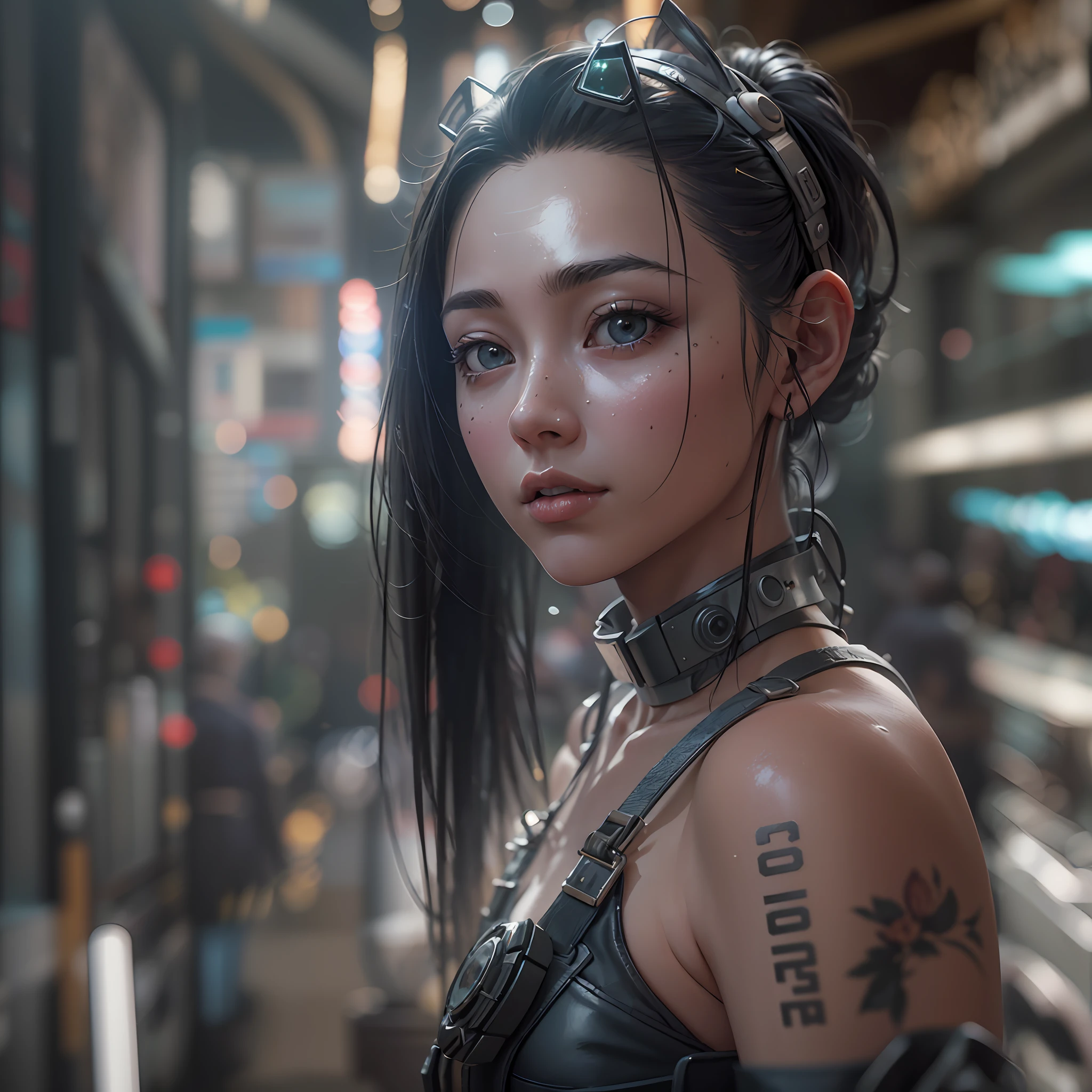 ((Best quality)), ((masterpiece)), (detailed:1.4), 3D, an image of a beautiful cyberpunk female,HDR (High Dynamic Range),Ray Tracing,NVIDIA RTX,Super-Resolution,Unreal 5,Subsurface scattering,PBR Texturing,Post-processing,Anisotropic Filtering,Depth-of-field,Maximum clarity and sharpness,Multi-layered textures,Albedo and Specular maps,Surface shading,Accurate simulation of light-material interaction,Perfect proportions,Octane Render,Two-tone lighting,Wide aperture,Low ISO,White balance,Rule of thirds,8K RAW,