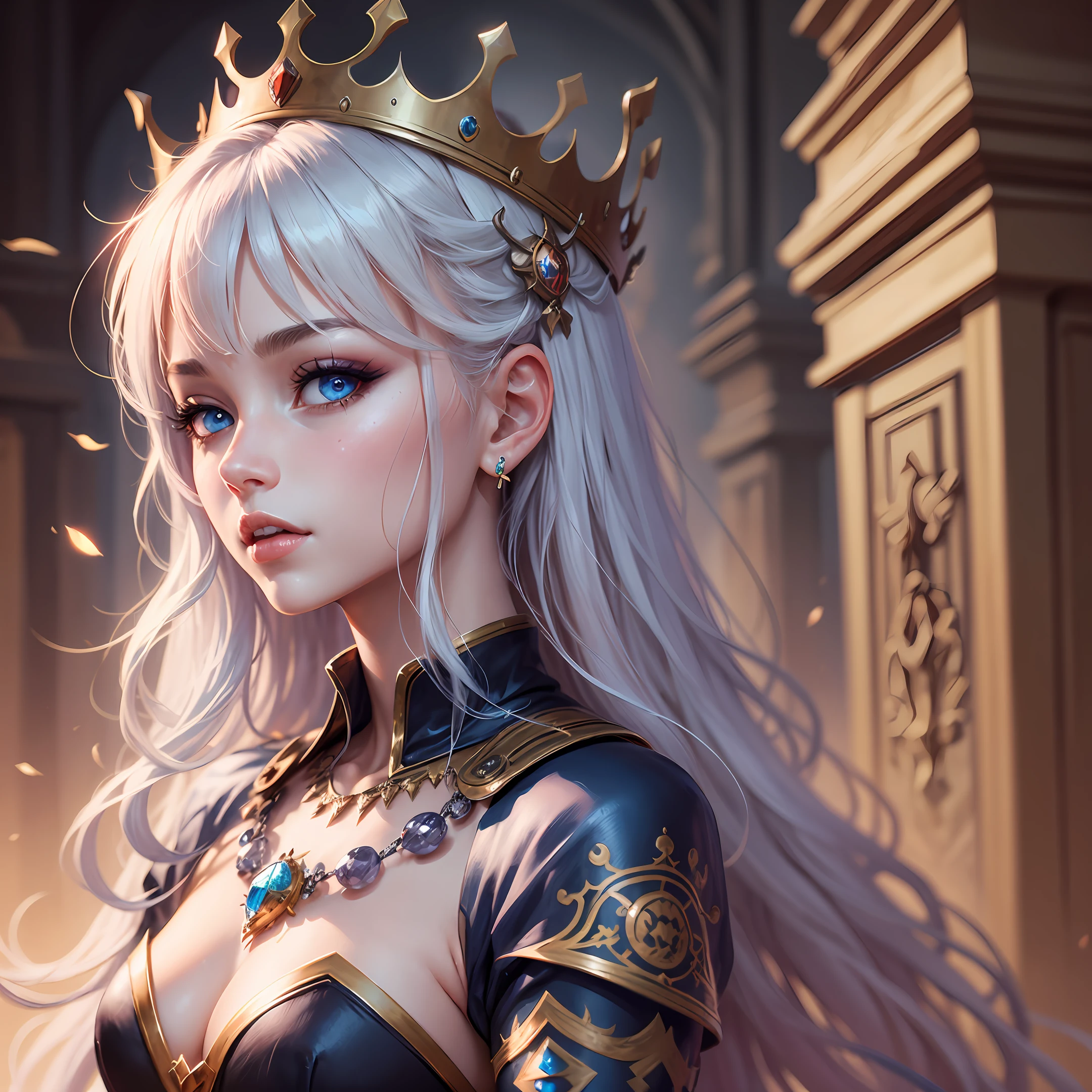 wlop, beauty, female, princess, blue eyes, crown --auto --s2