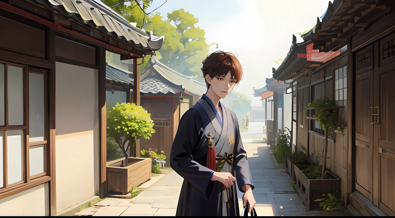 人物:
Chen Jianghai(male people)
Scenes:
On the doorstep:Chen Jianghai returned to his doorstep,Look at the house in front of you。