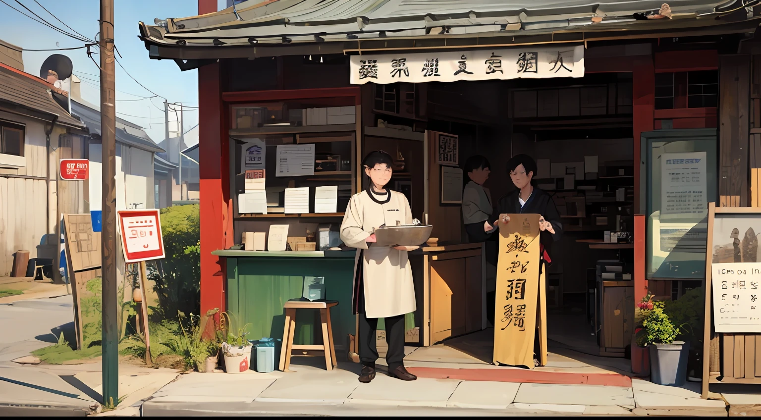 人物:
Chen Jianghai(male people)
Lin Wanqiu(femele)
Scenes:
On the doorstep:Chen Jianghai returned to his doorstep。
Grain and oil stores:Chen Jianghai went to the grain and oil store at the end of the street to buy rice。
Home kitchen:Chen Jianghai prepares dinner in the kitchen at home。