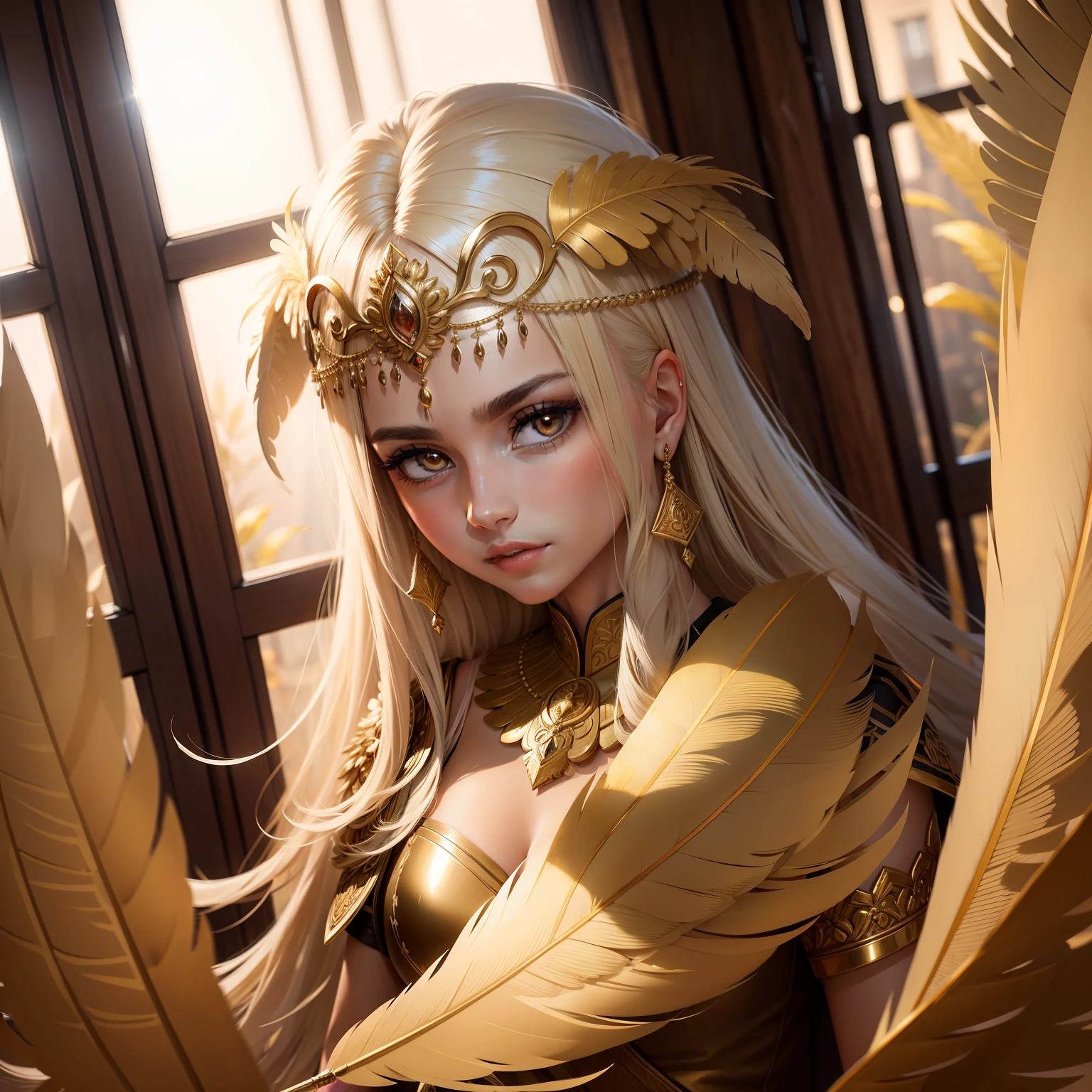 Rabrado Golden, soft feathers, eyes, confidence, intelligence