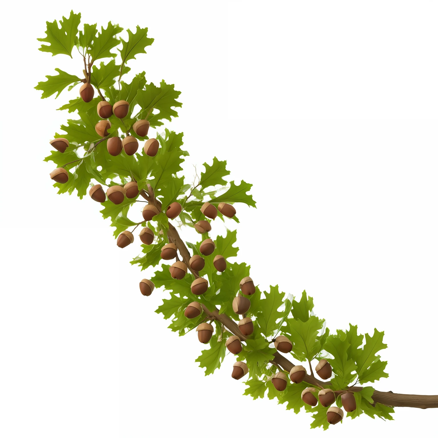 Oak branch with acorns
