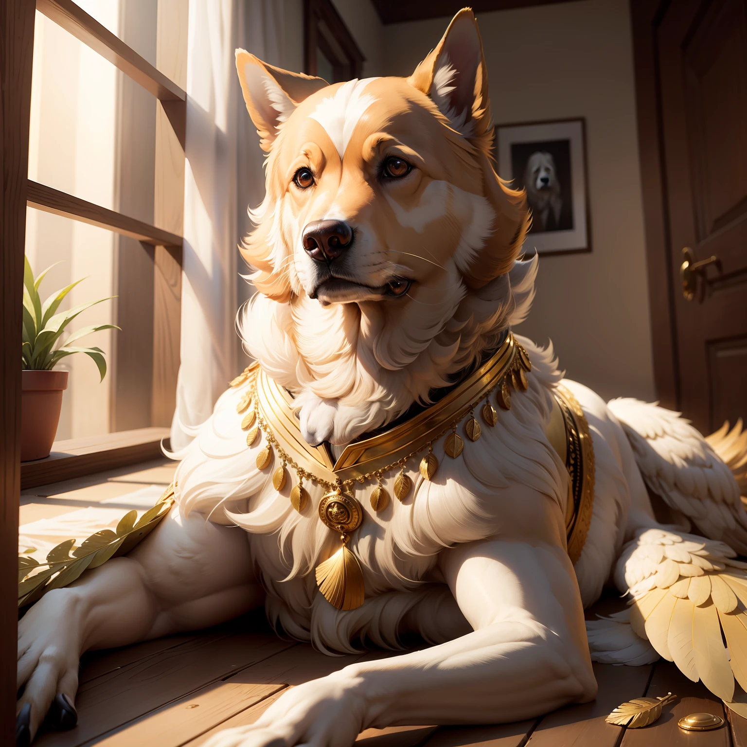 Rabrado Golden, soft feathers, eyes, confidence, intelligence, dog