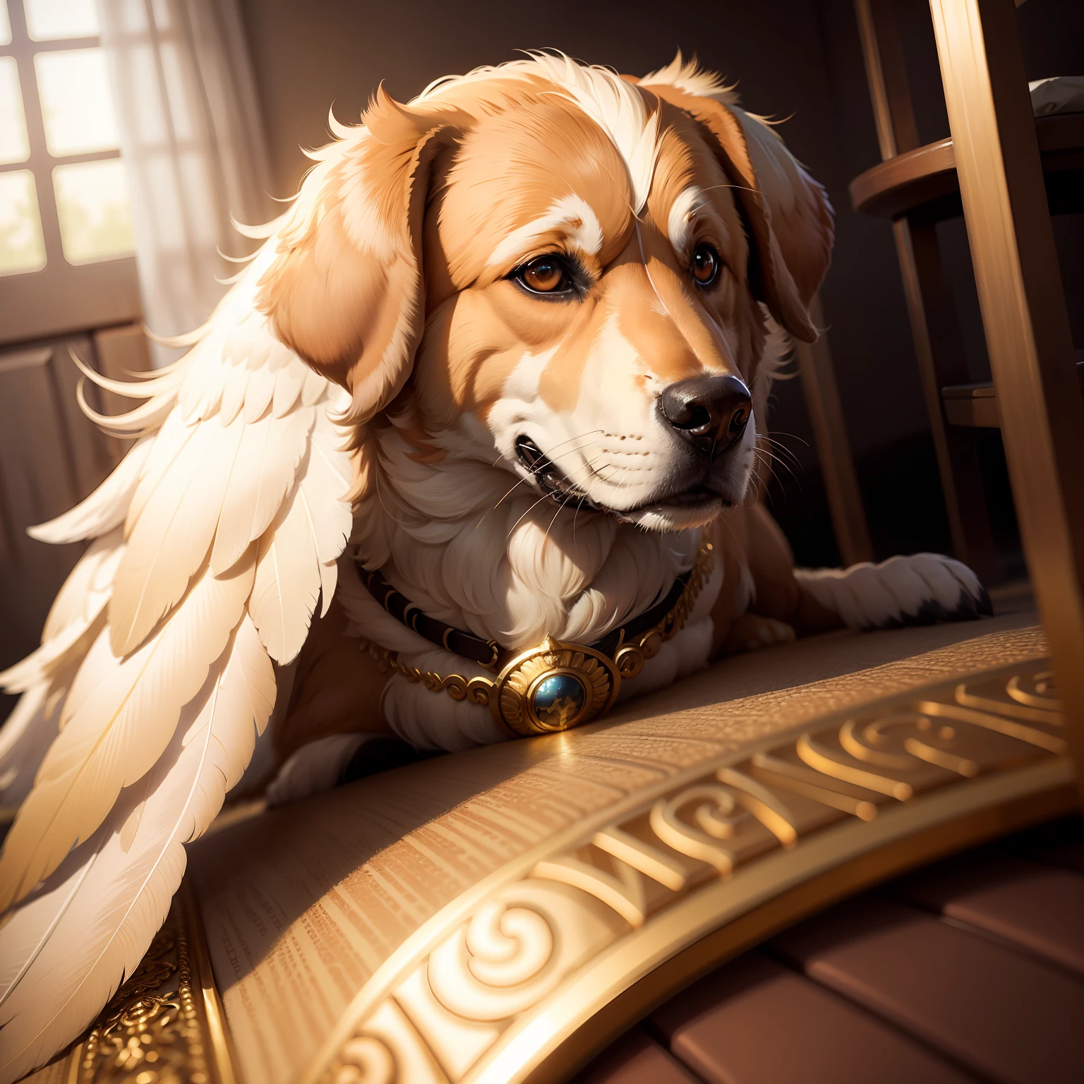 Rabrado Golden, soft feathers, eyes, confidence, intelligence, dog